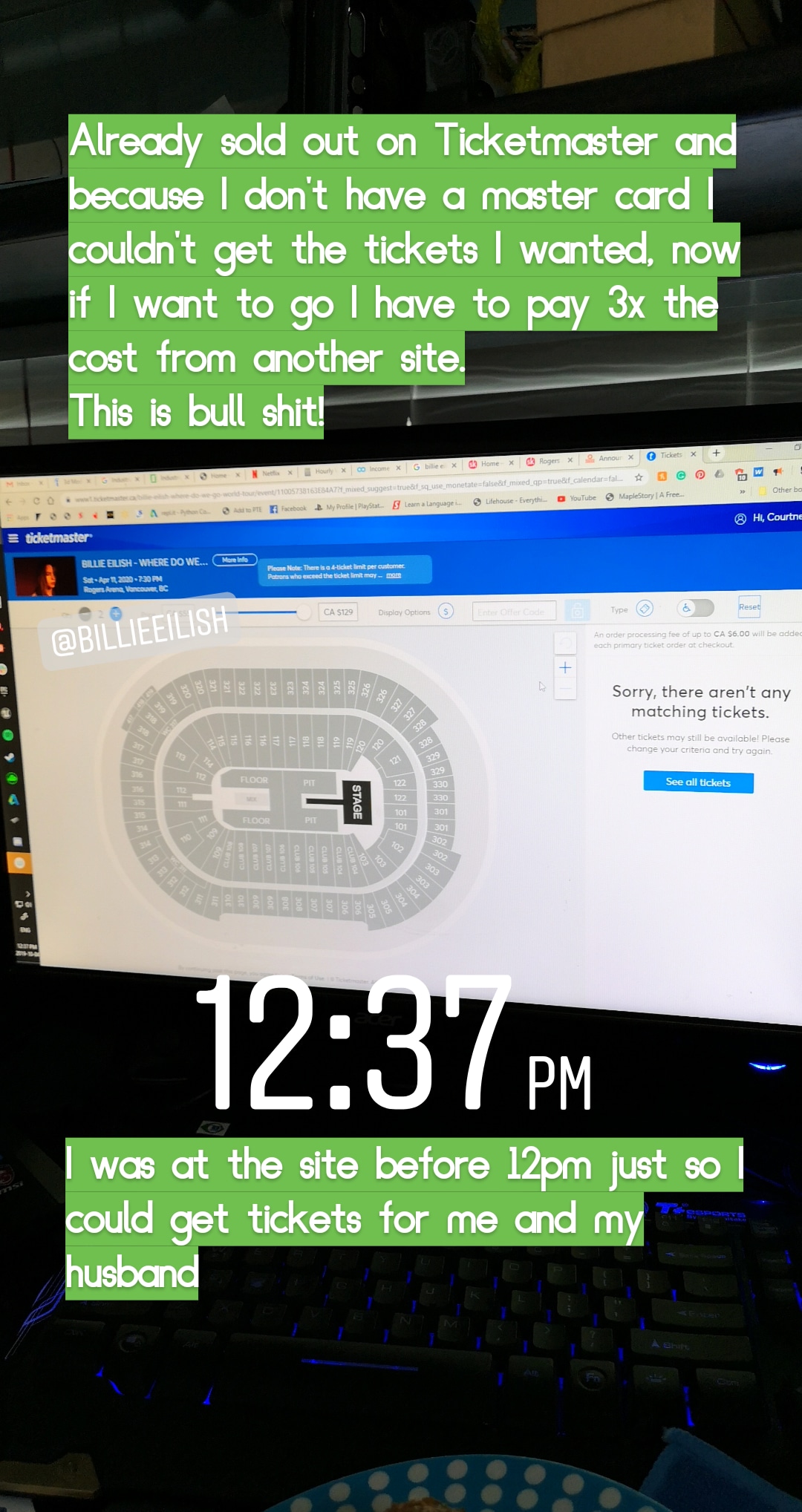 When you try to buy concert tickets but the site won't let you r
