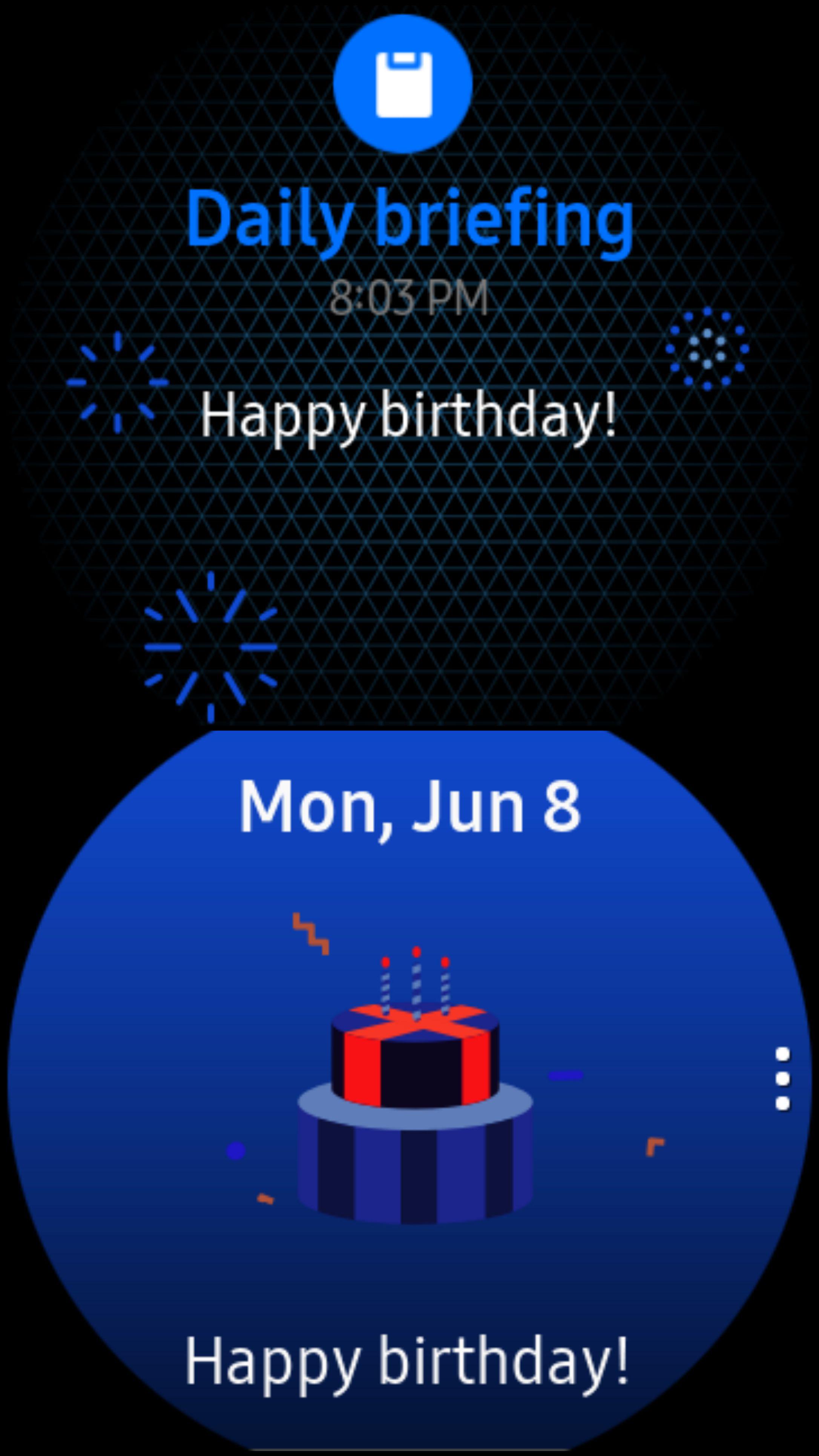 Nice birthday notifications r/GalaxyWatch