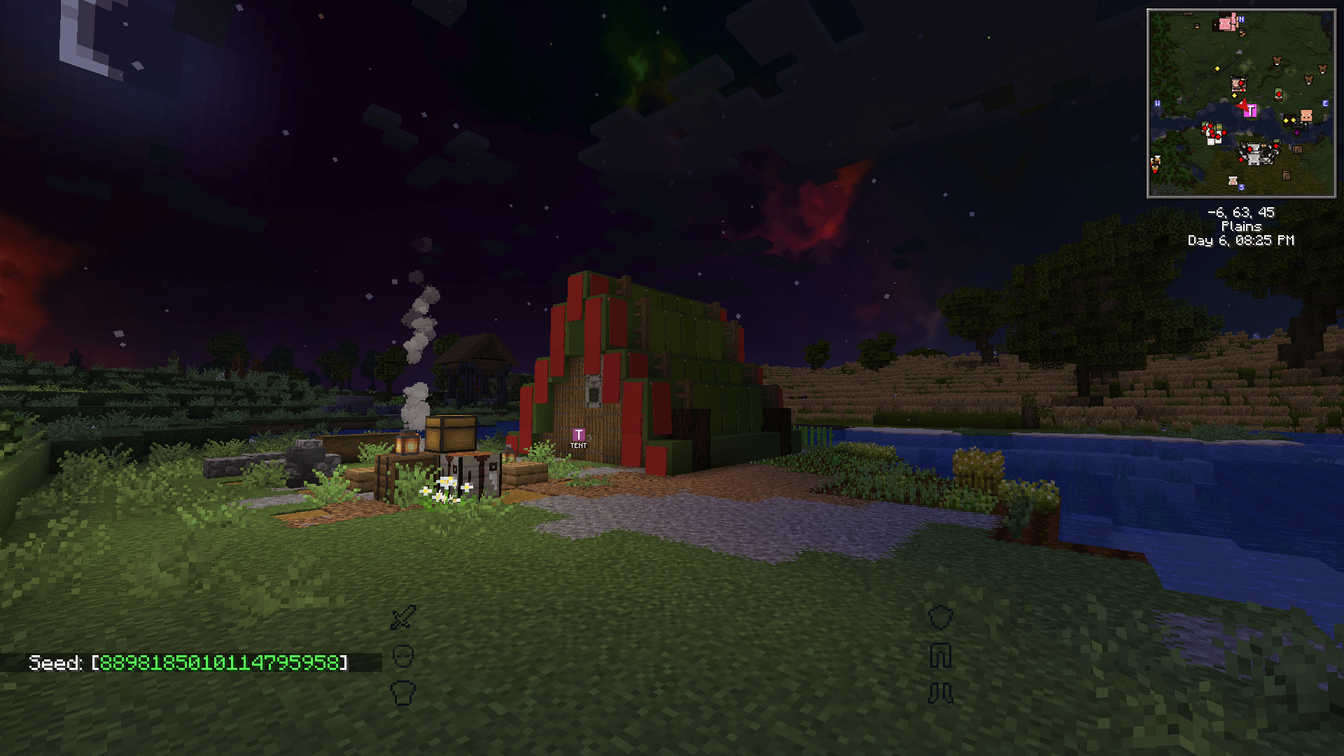 Great Seed spawn near tent, woodland mansion, nether portal, witches