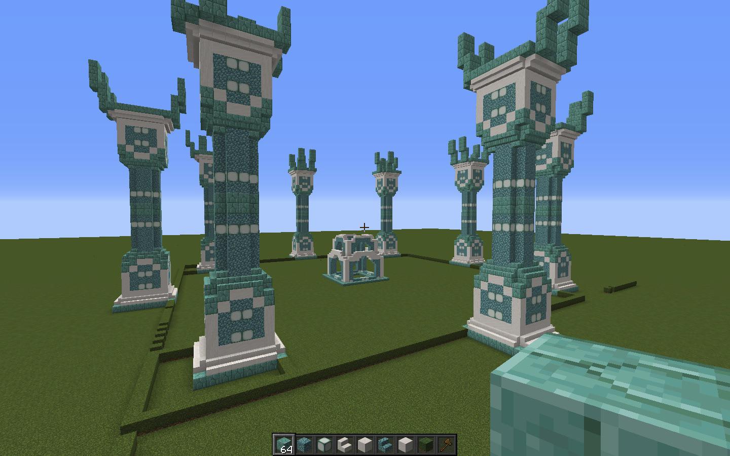 Design for my megabase. The pillars are gonna have a giant floating