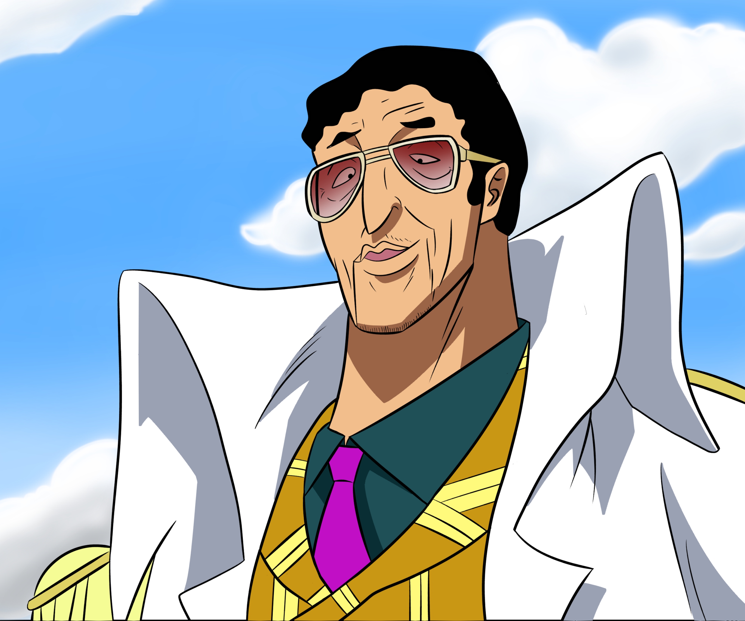 I tried drawing Admiral Kizaru... Turned out okay I guess 😅 r/OnePiece