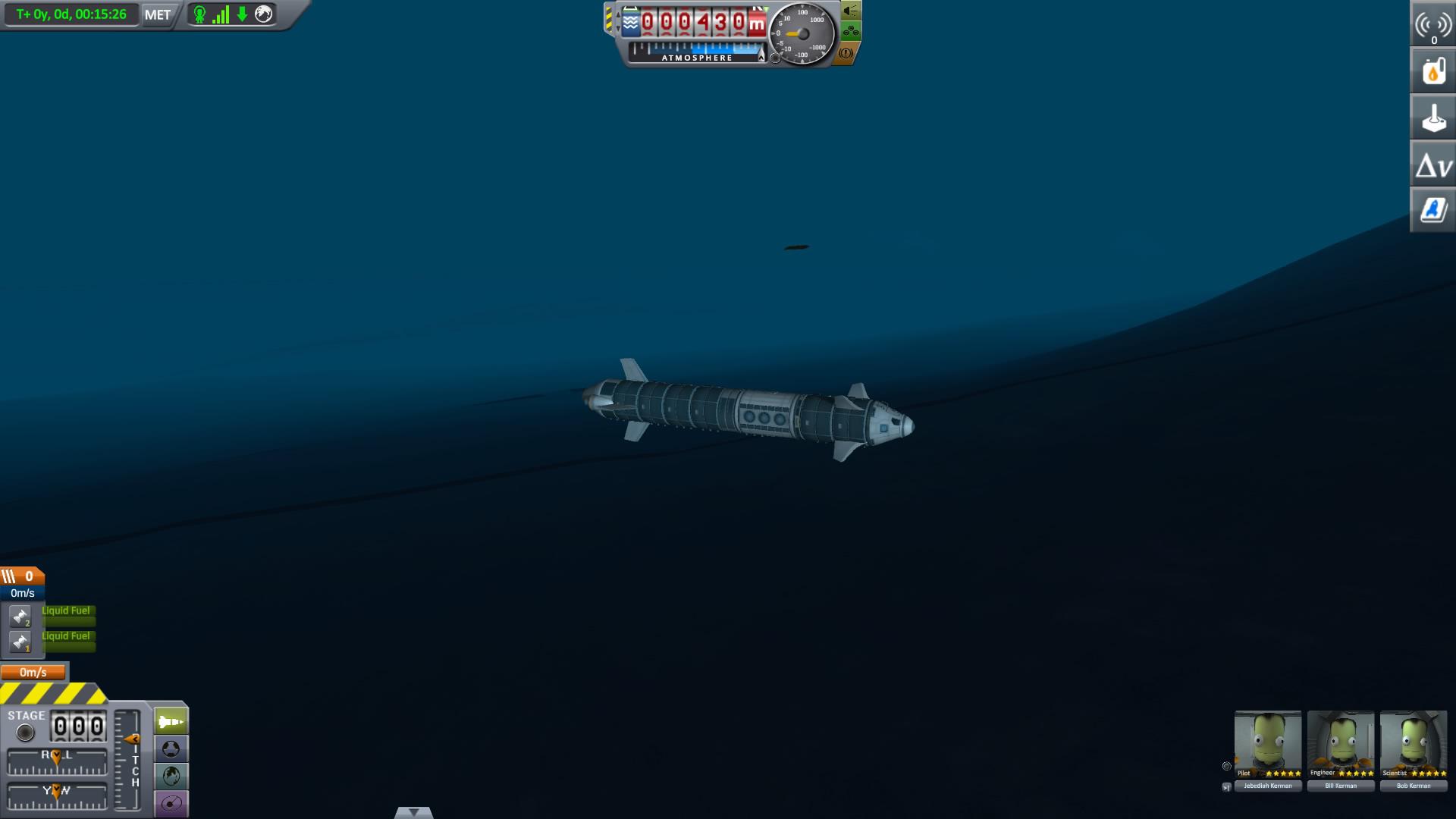 A neutral buoyancy submarine at 430 m on Kerbin (console) r