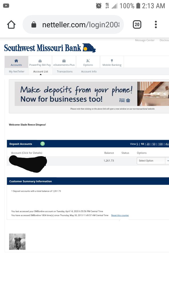 Southwest Missouri Bank, filed early February. Guess I was worrying