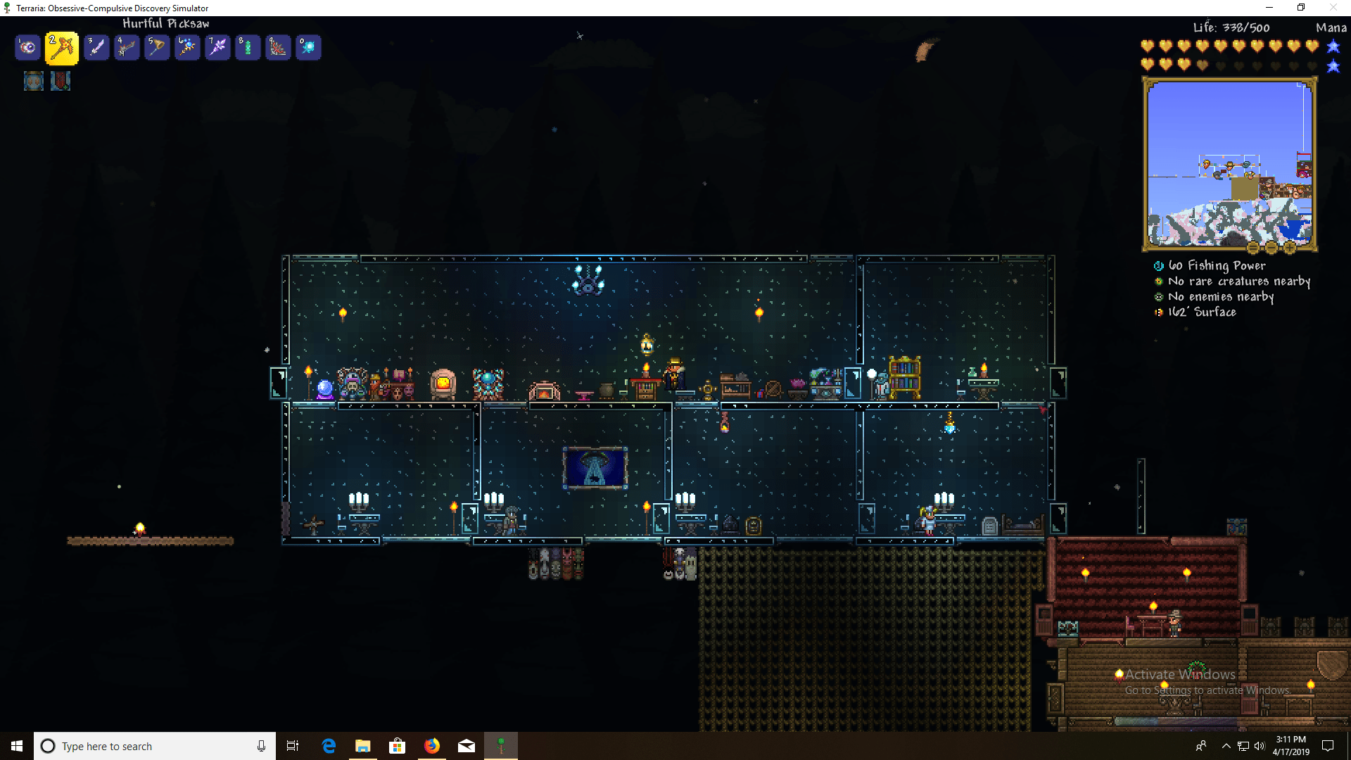 Glass house in the making. r/Terraria