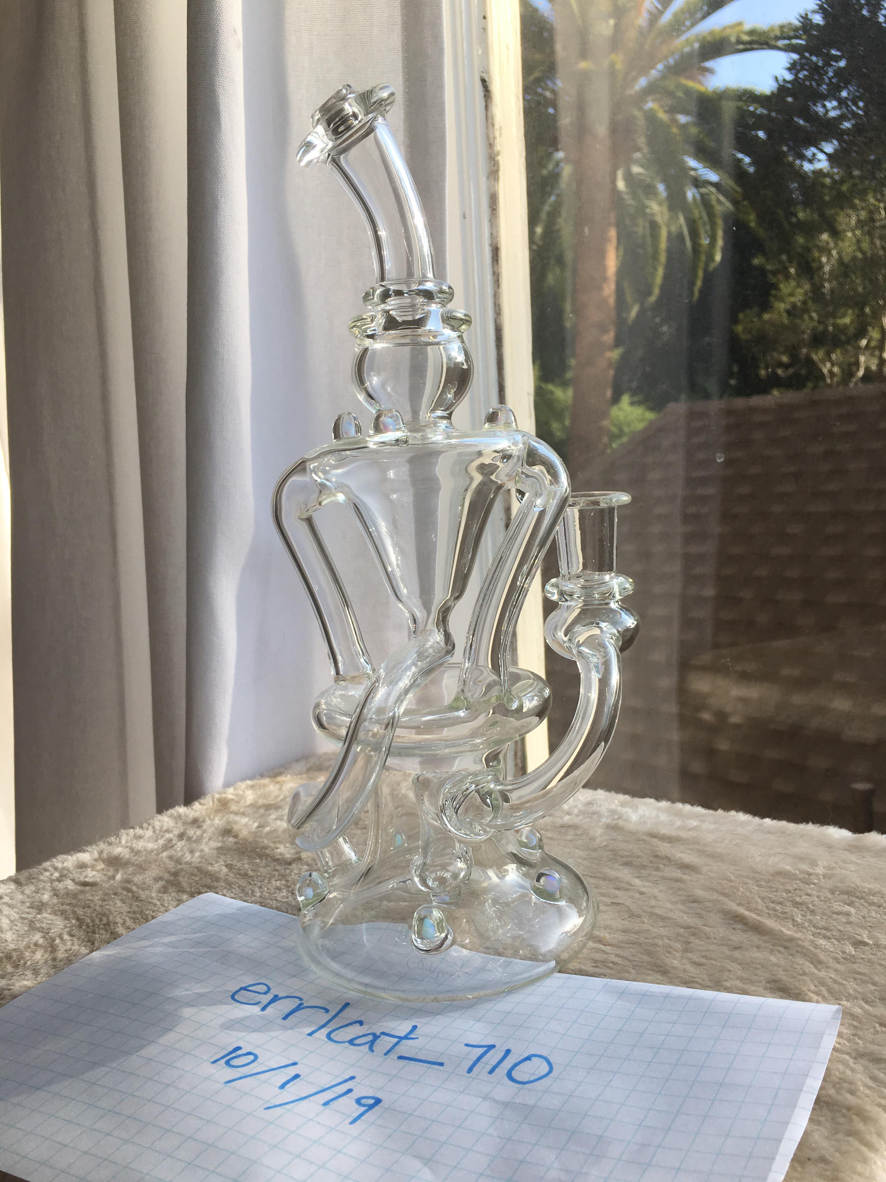 Gentry Glass clear vortex recycler w/ 10 fire opals Brand New 325