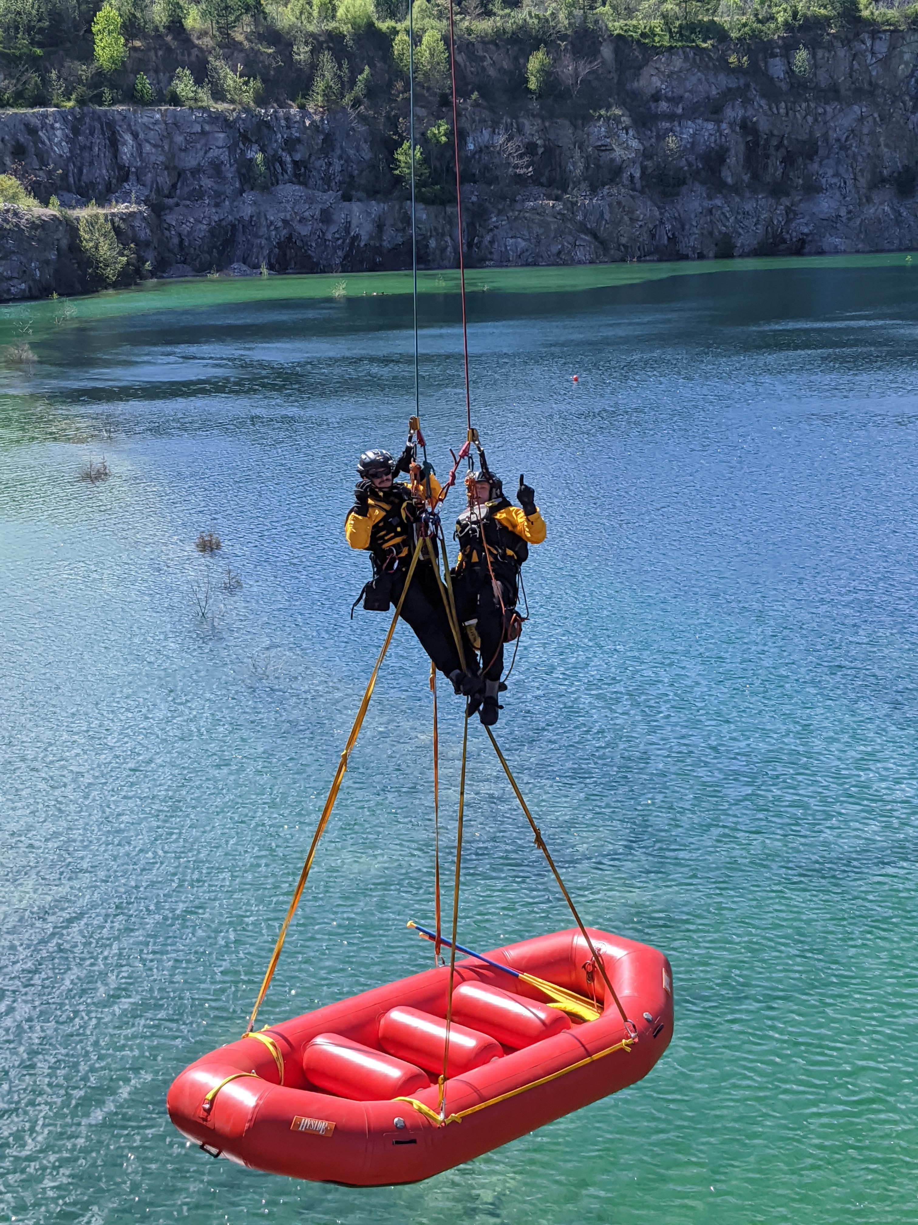 Victim trapped in rock quarry (for whatever reason). Limited access