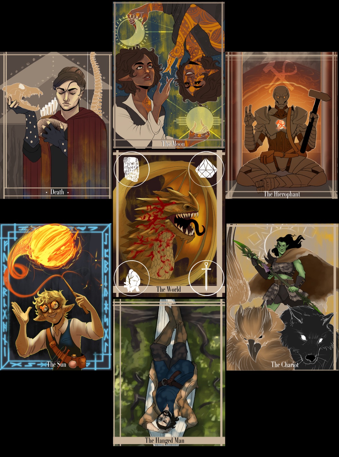 [OC][ART] Tarot Cards of my D&D Group DnD