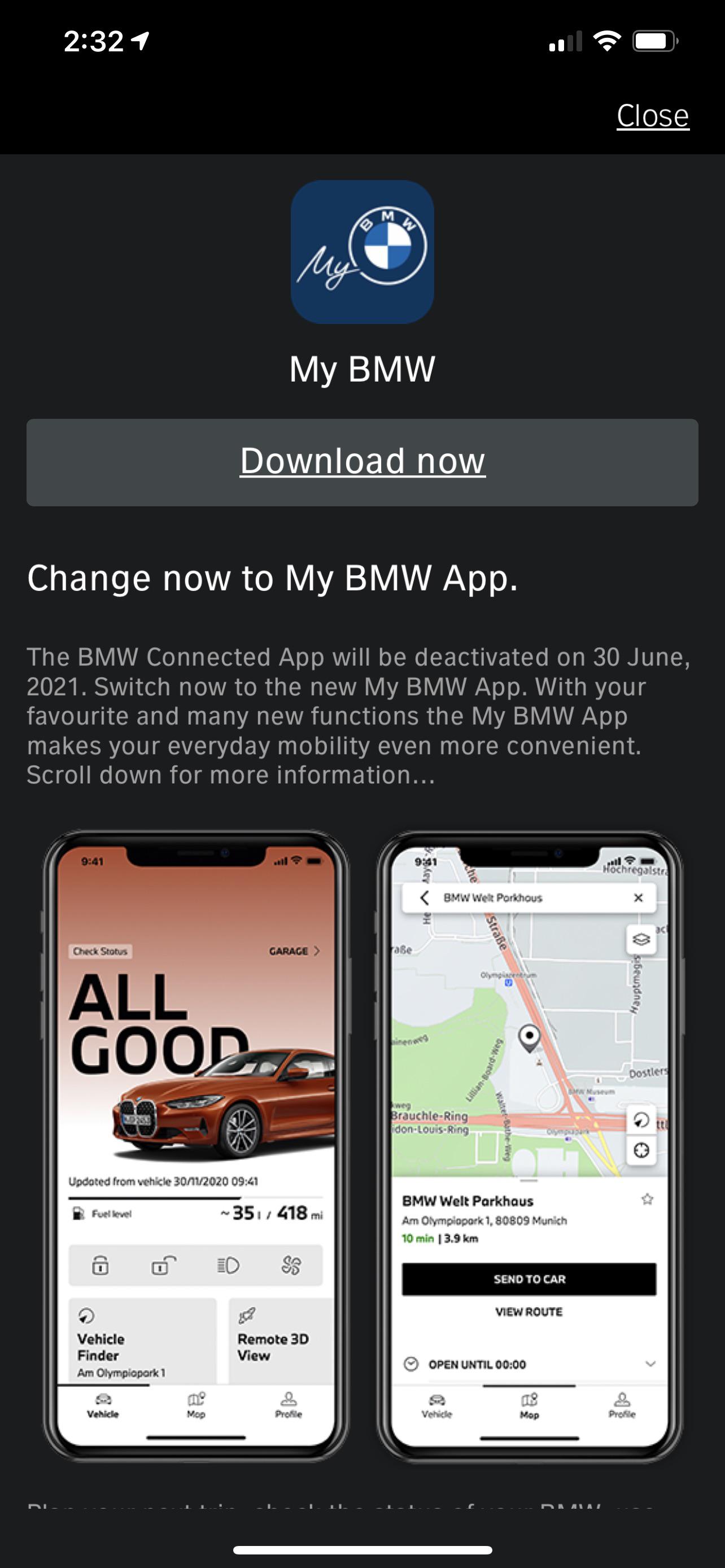 They are getting rid of BMW connected app for my BMW app. Problem is