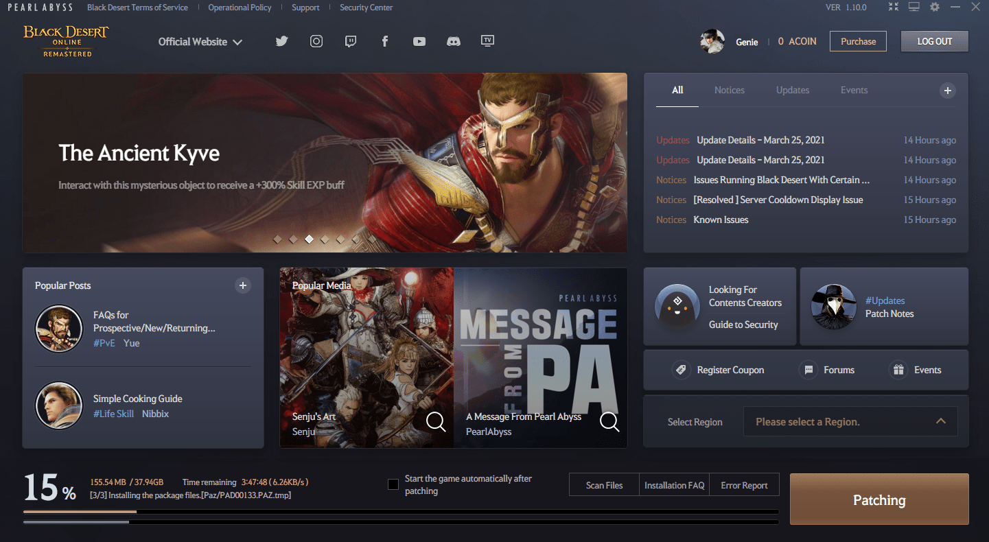 Launcher wouldn't update ever since the transfer happened... r