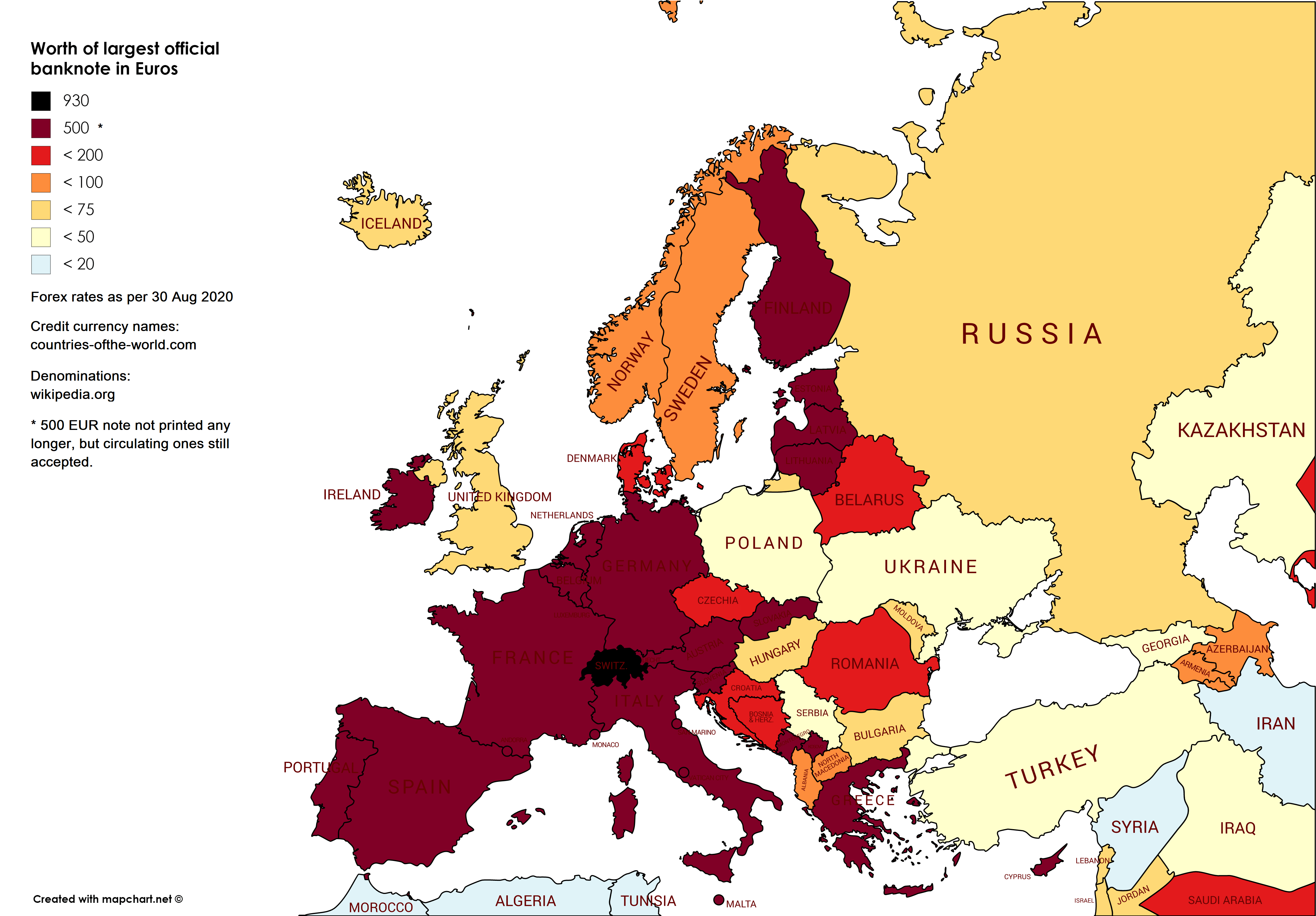 Worth of Europe's largest official banknote in Euros r/SwitzerlandFirst