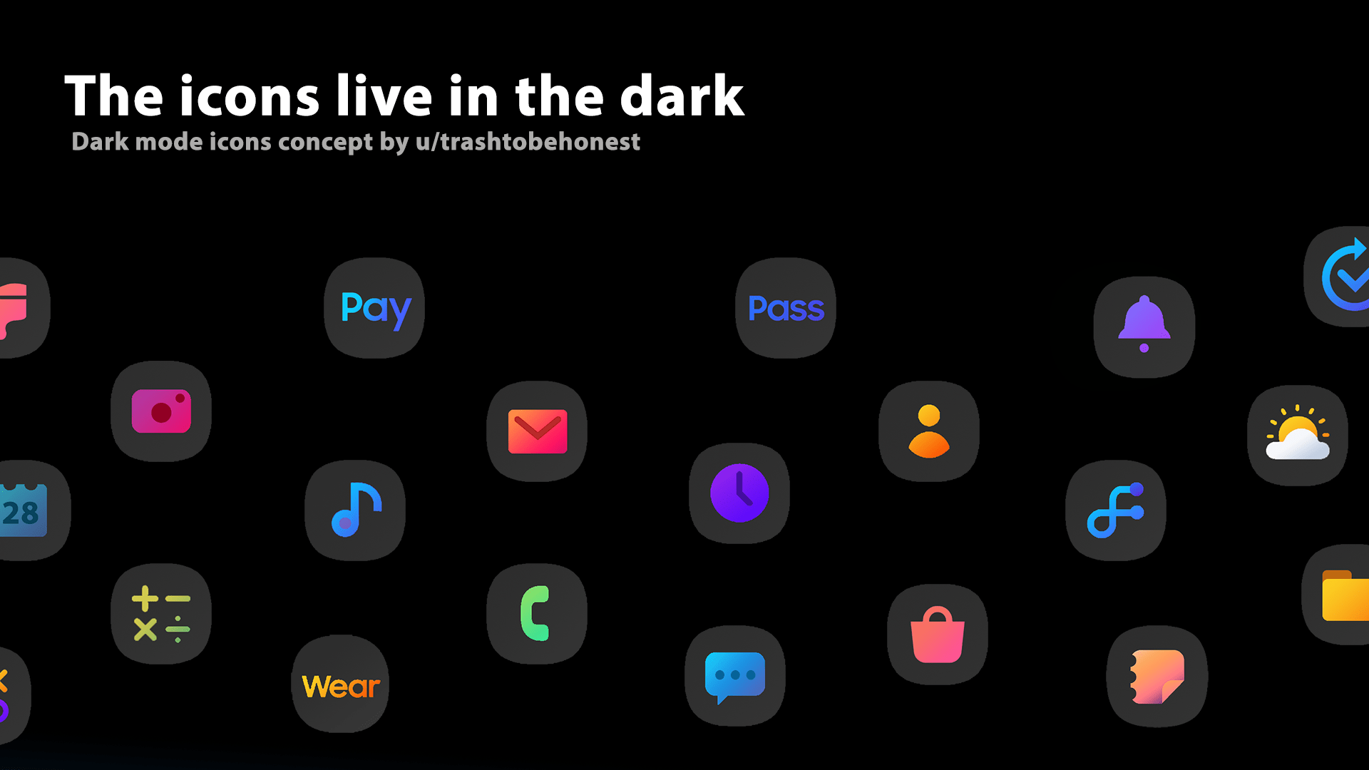 Dark mode icons concept r/samsung