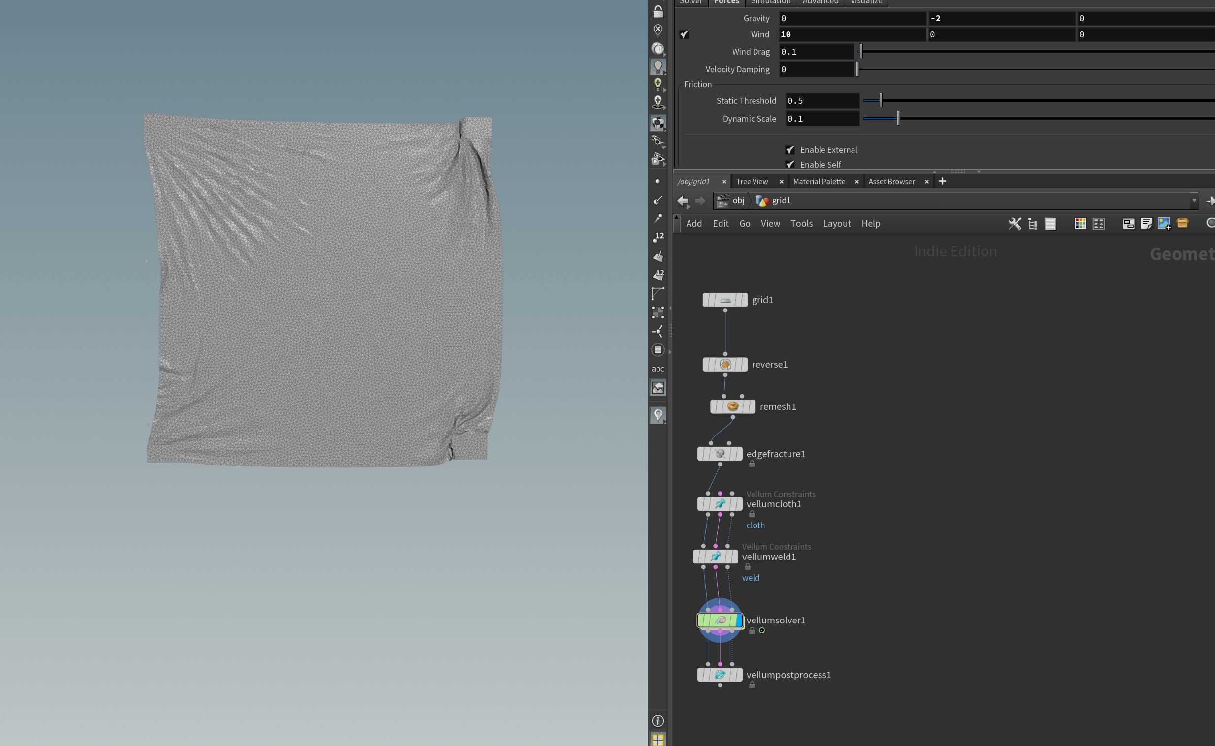 How could I set up a growth solver or "activebyobject" for vellum