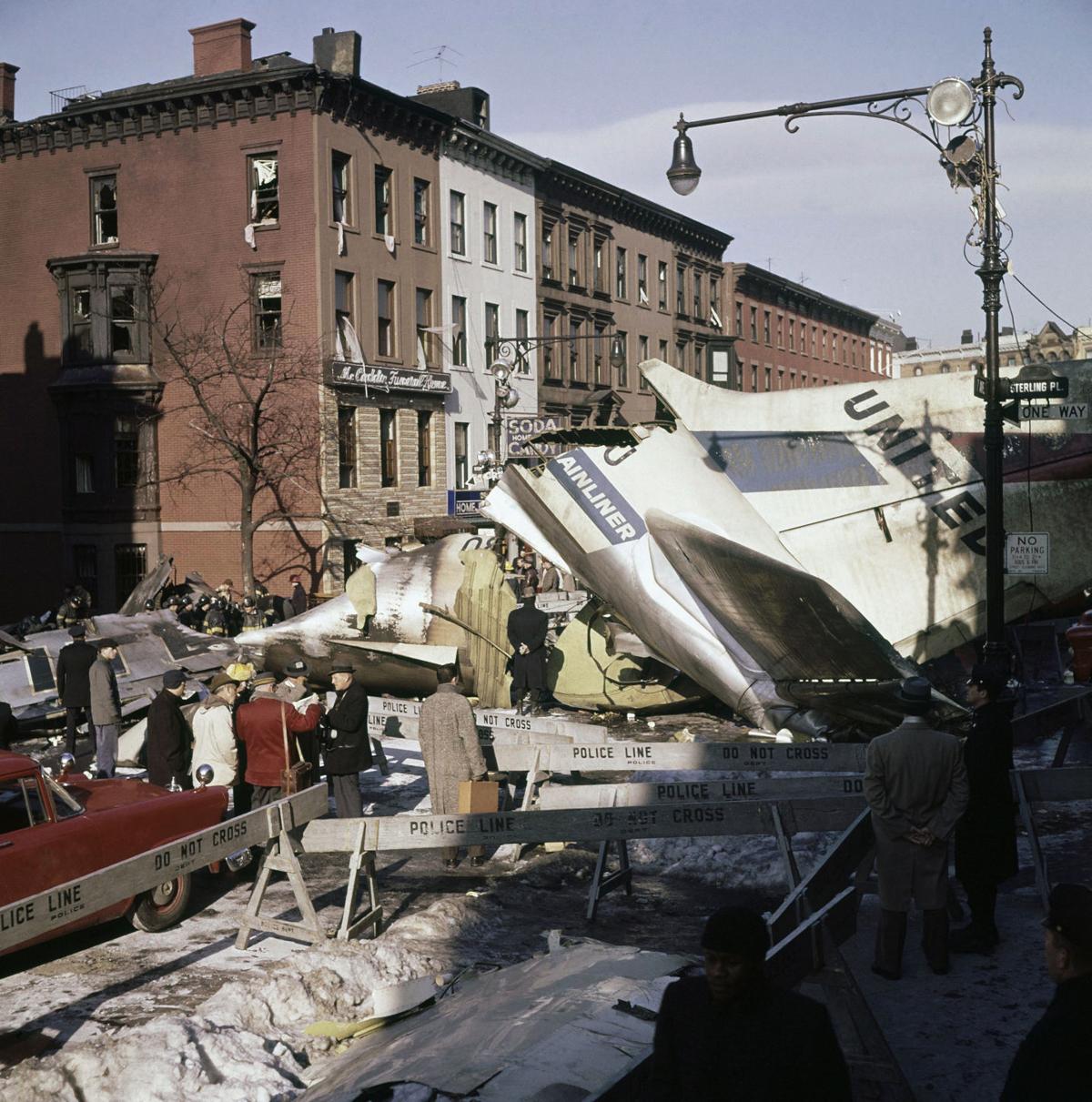 Wreckage of United Airlines Flight 826 at the intersection of Sterling