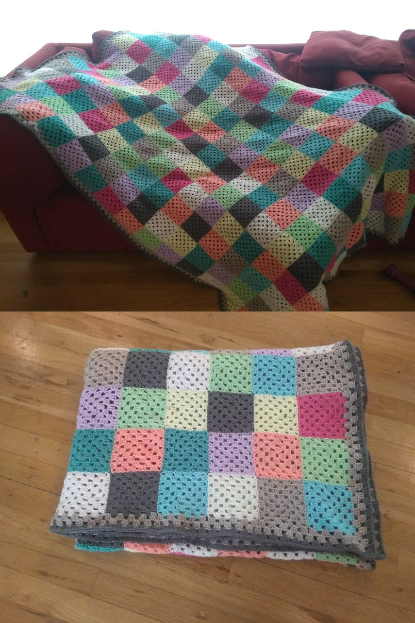 A wedding present blanket, made by me and my mom! It's lightweight