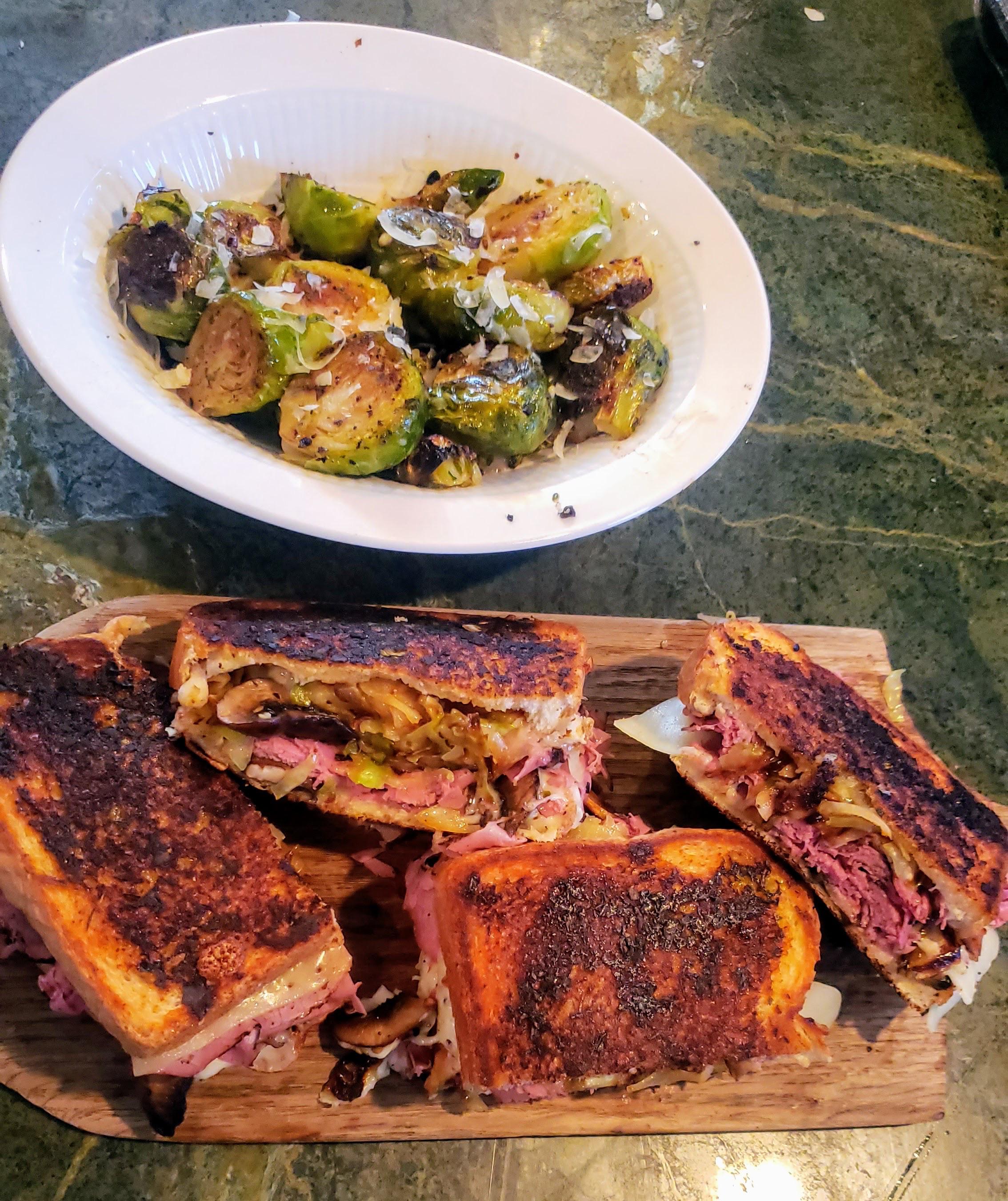 [Homemade] LeanAss Pastrami Melts w/ sautéed cabbage and sliced garlic