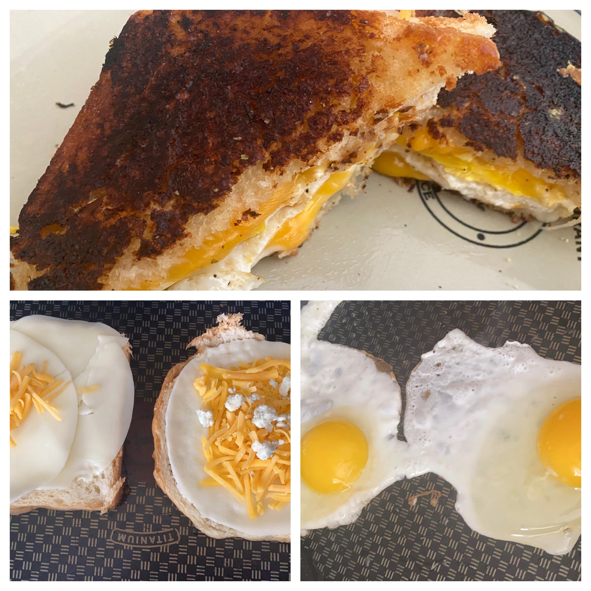 Grilled cheese w/fried egg for breakfast. Amishhomemade white bread