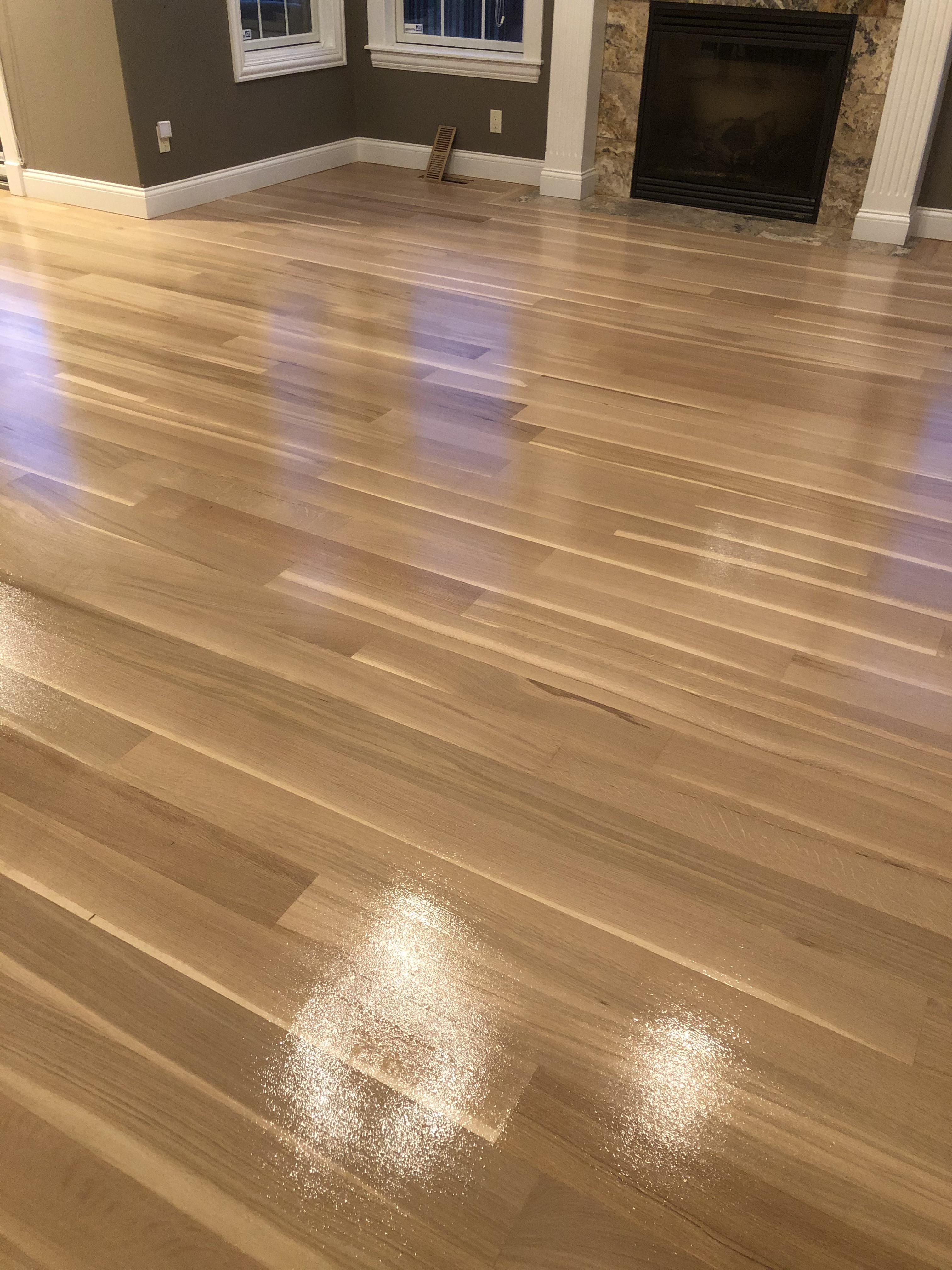 Select red oak with chestnut duraseal and loba satin water based floor