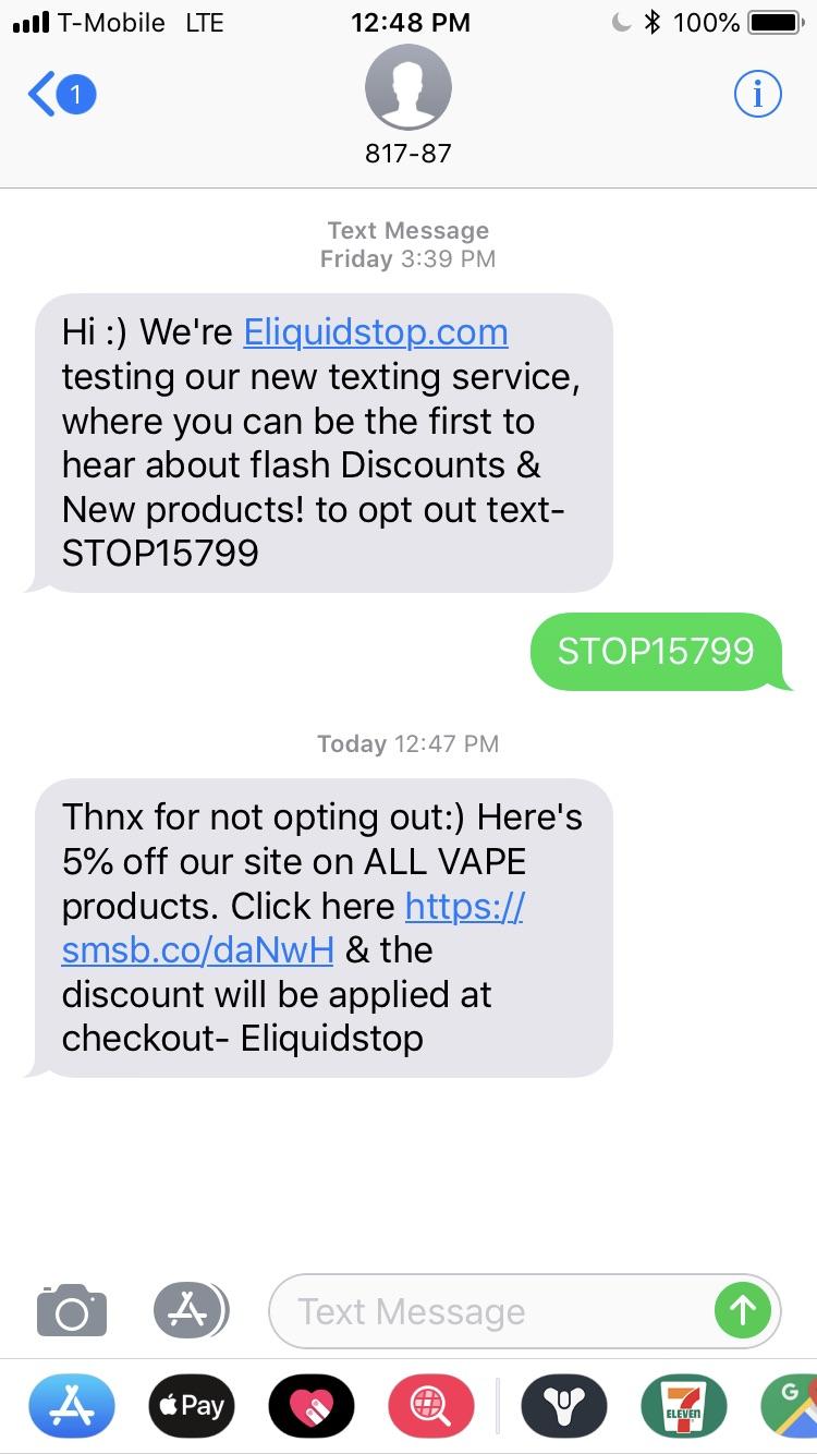 Text to opt out. assholedesign