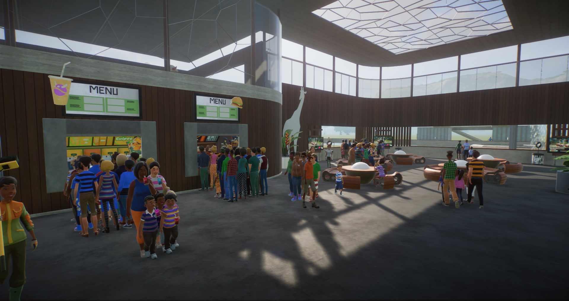 Food court with shelter for my flamingos (over the food booths) r