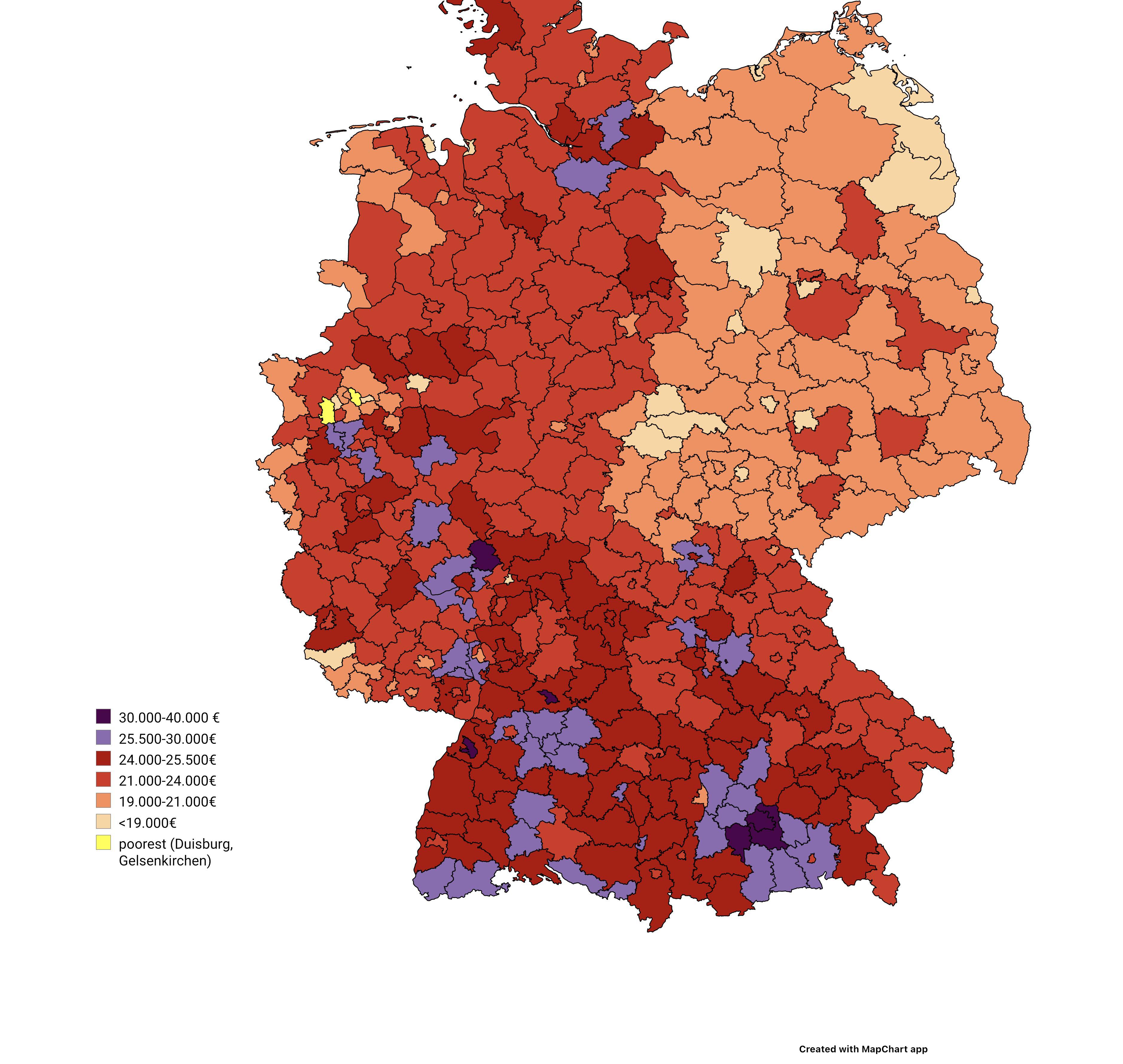 Median in german districts (Landkreise) r/MapPorn