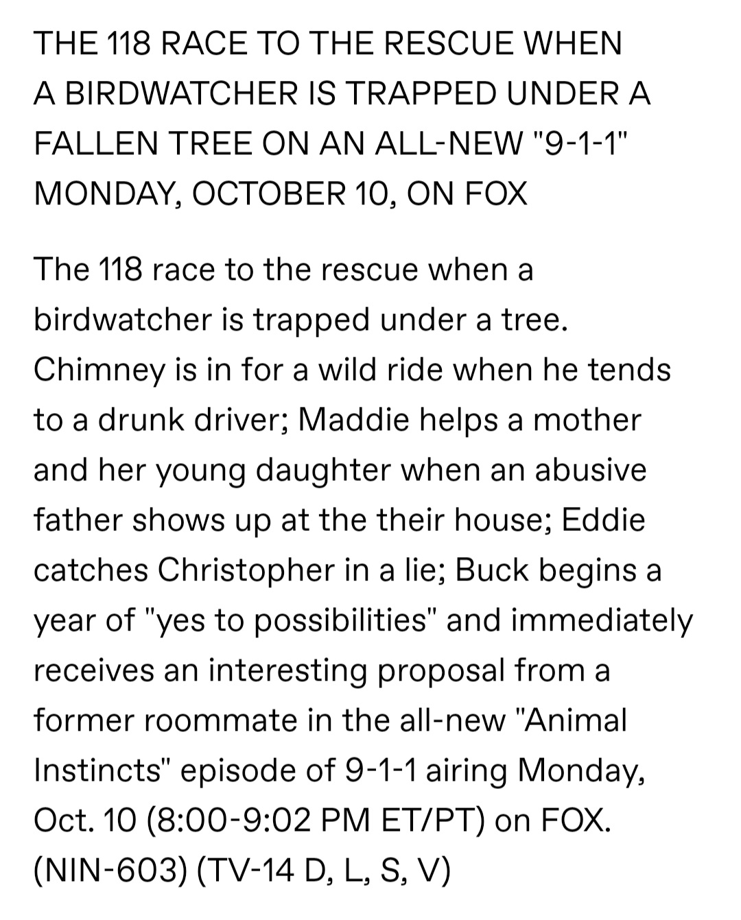 6x04 Animal Instincts Synopsis r/911FOX