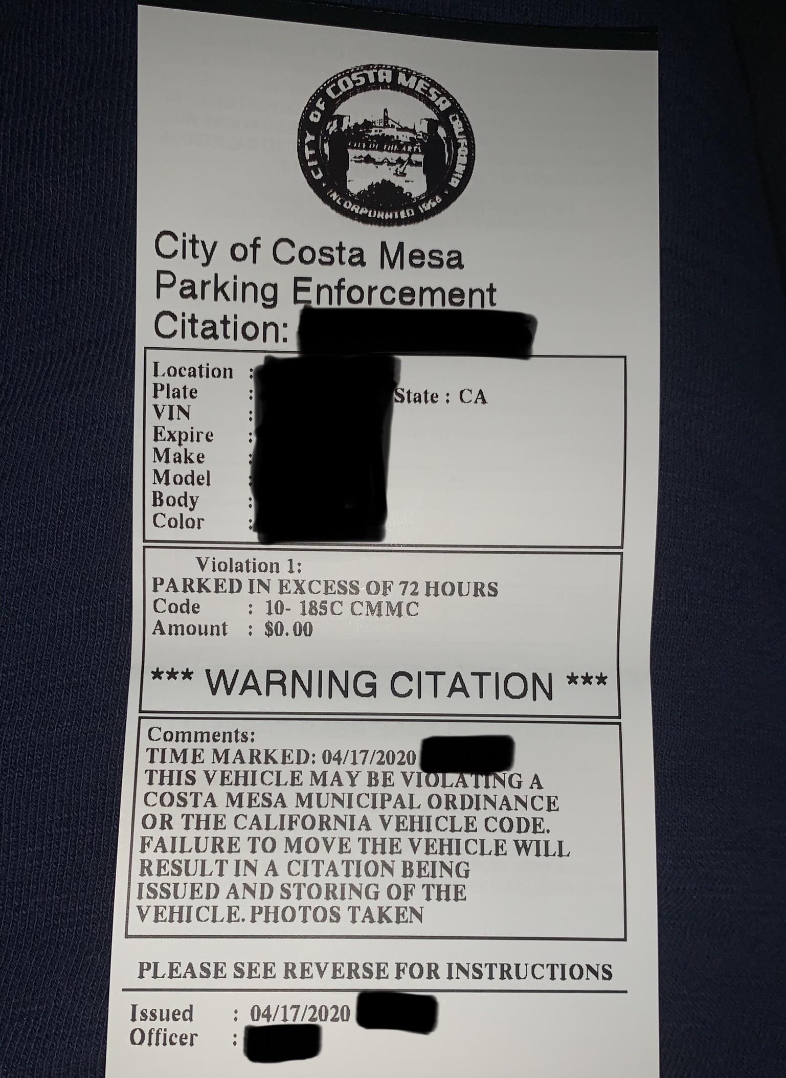 PSA for apartment dwellers. Check street parked cars if you're working