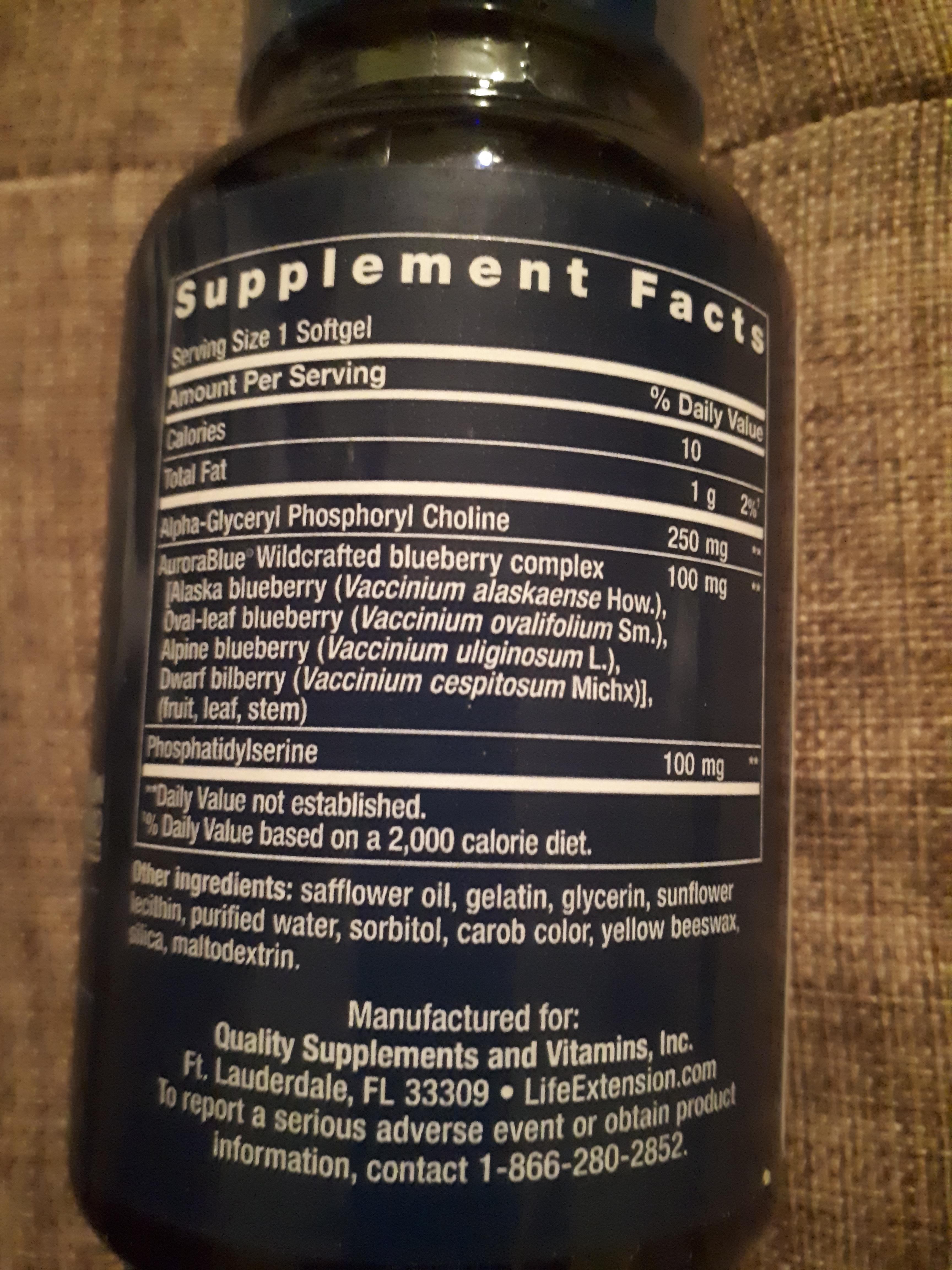 Alpha GPC + Phosphatidfylserine + blueberry complex r/Nootropics
