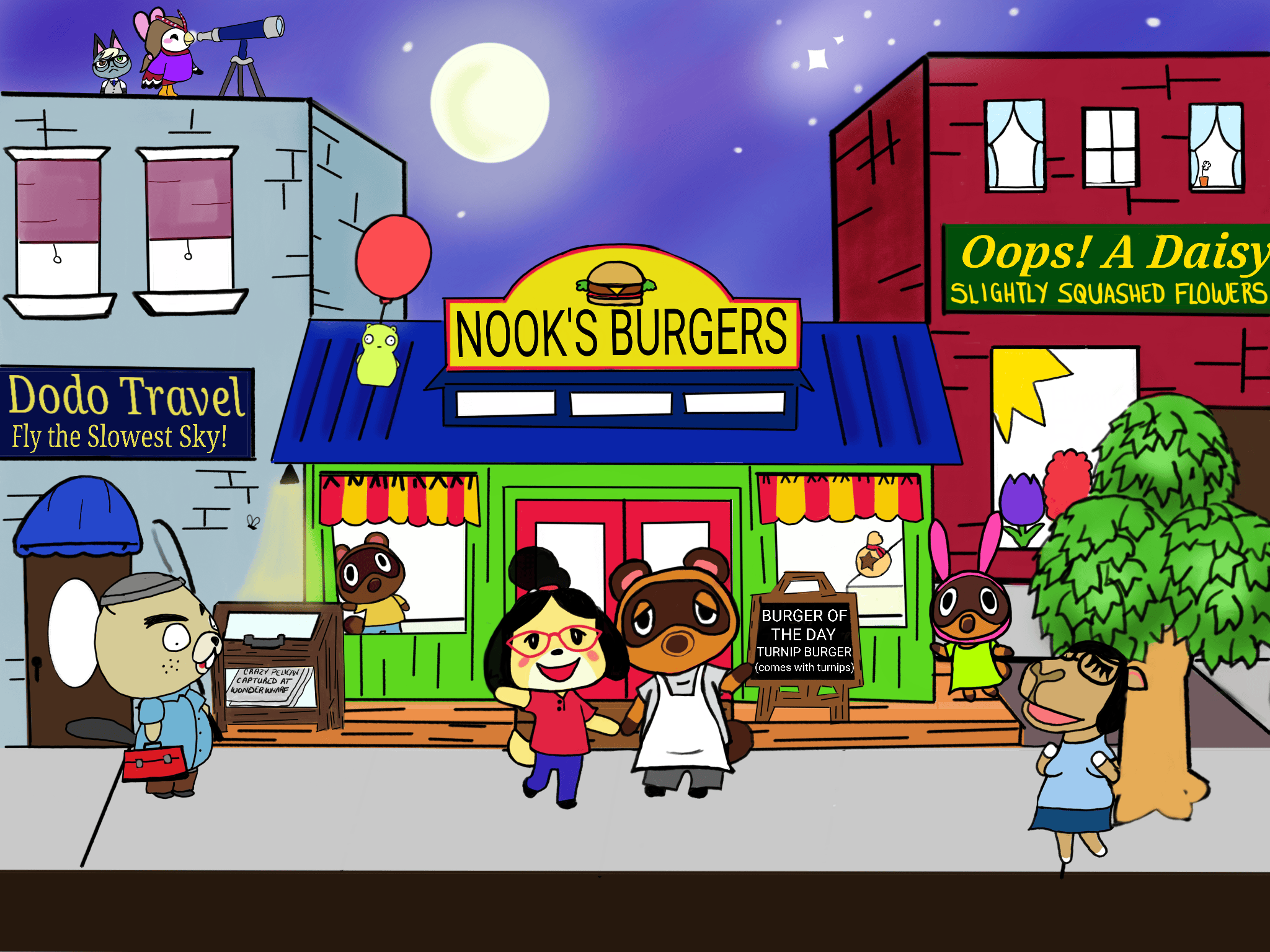 It's not great, but this is my Animal Crossing / Bob's Burgers mashup