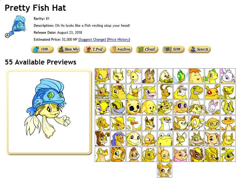 I enjoyed this Koi wearing a Pretty Fish Hat r/neopets