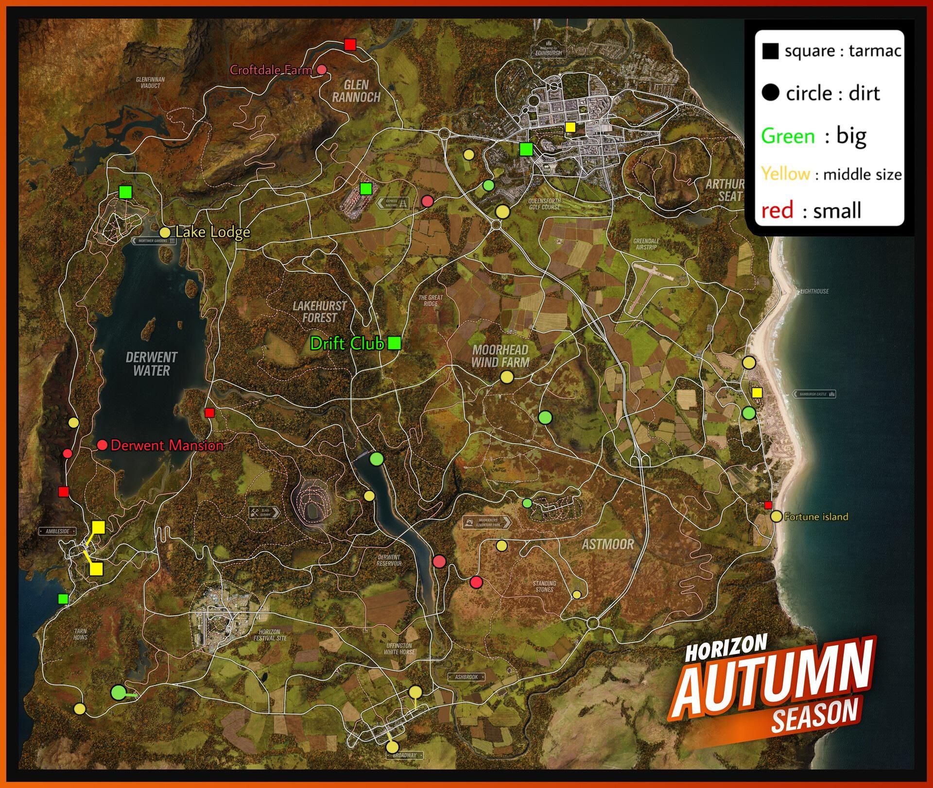 Map of car meet places r/ForzaHorizon