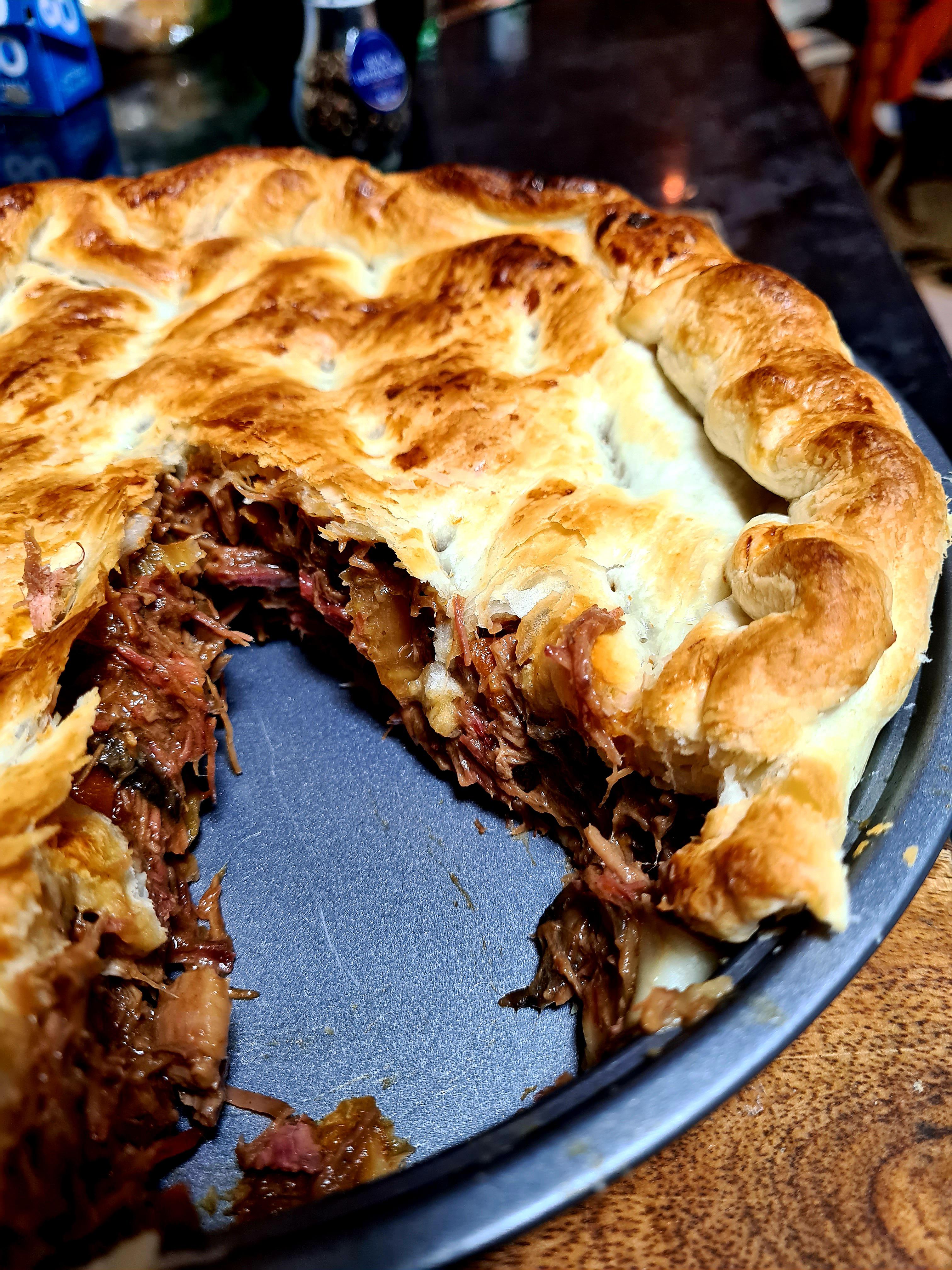 Told y'all I was making pie, well here it is. Brisket pie. A 2 day cook