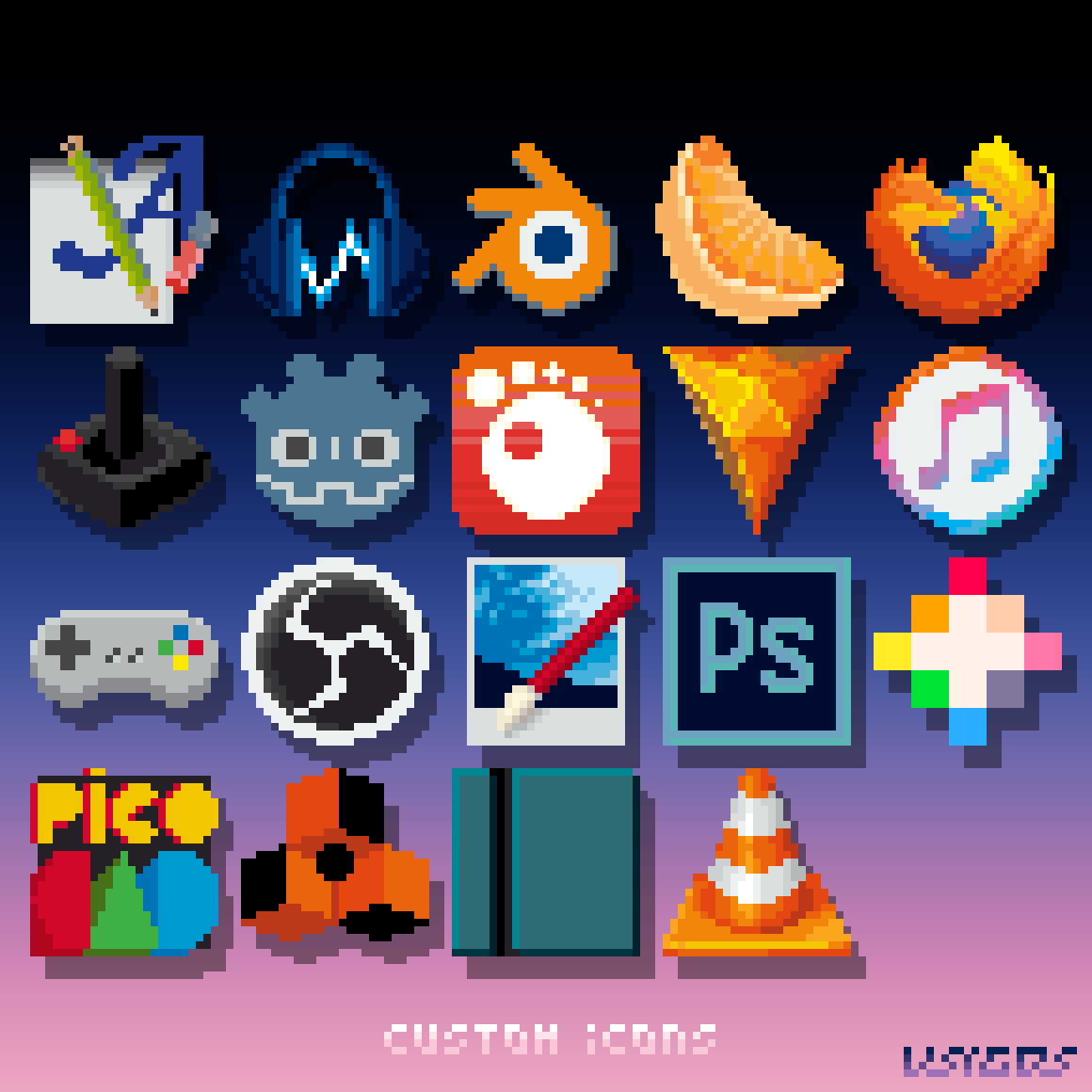 Custom desktop icons (25x25 each) r/PixelArt