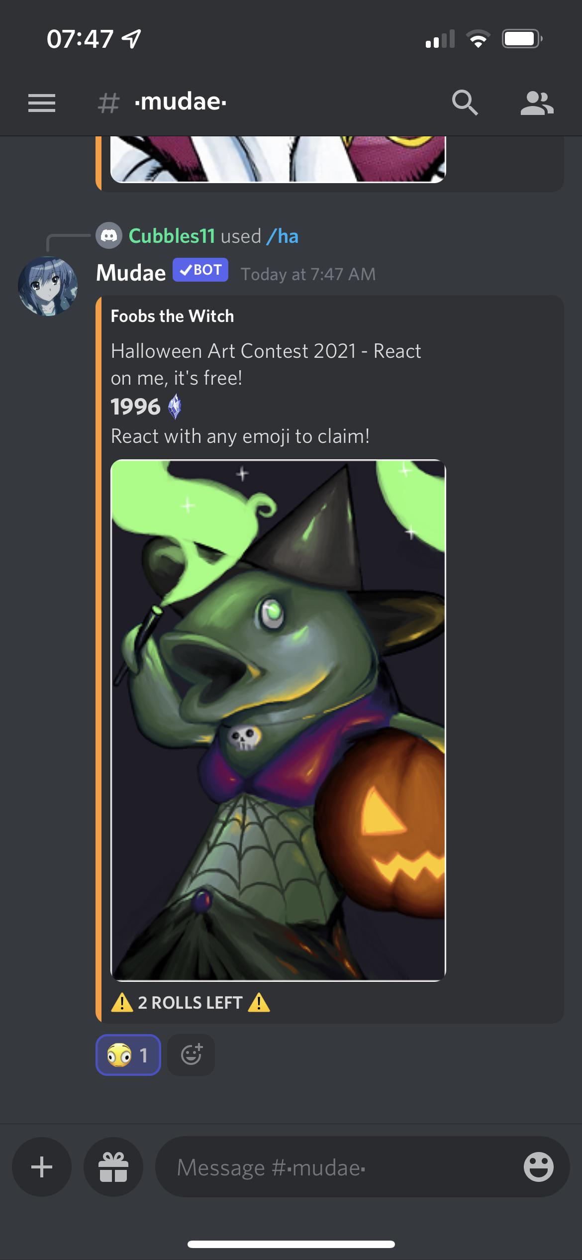 I got one! Totally threw me off guard r/Mudae