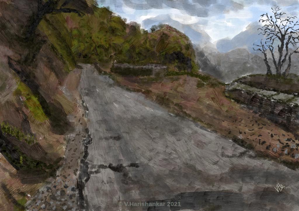 Broken mountain road r/krita