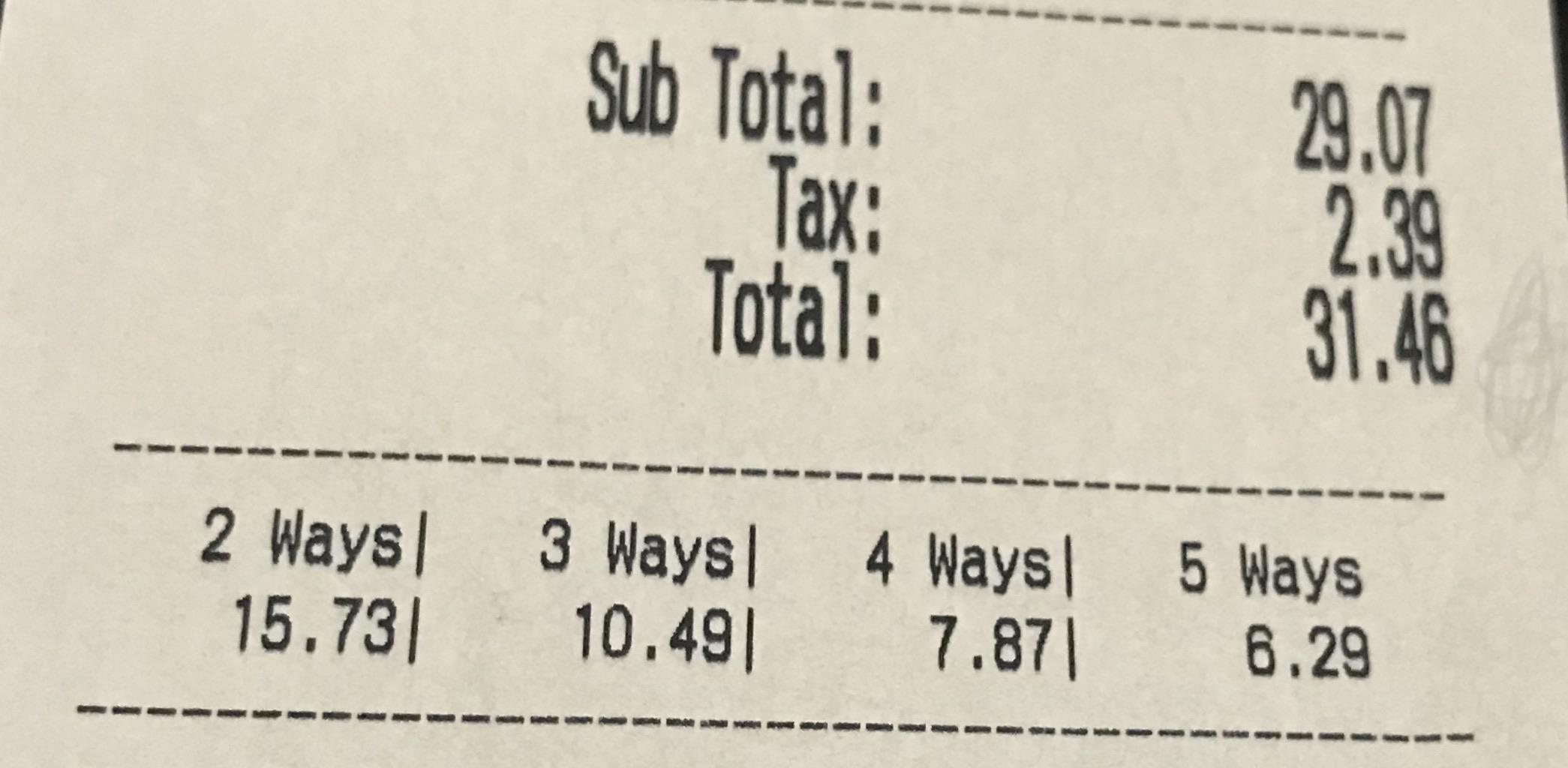 This restaurant shows you how to split the bill if you have multiple