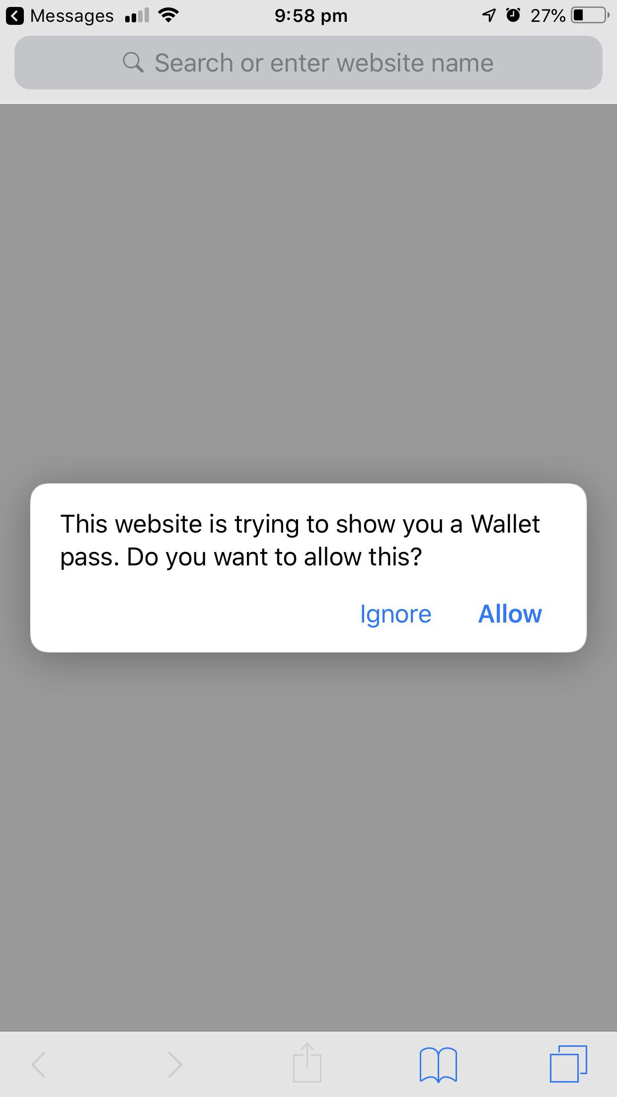 Cannot add pass to Wallet! After clicking Allow i’m taken to a