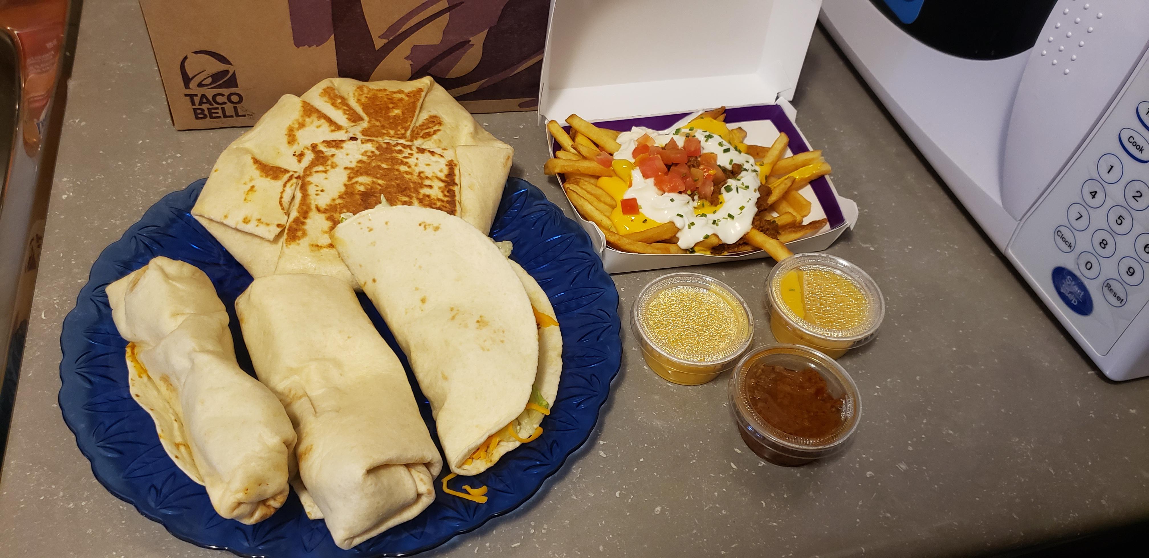 My first Taco Bell meal since lockdown started. Chili Cheese Burrito