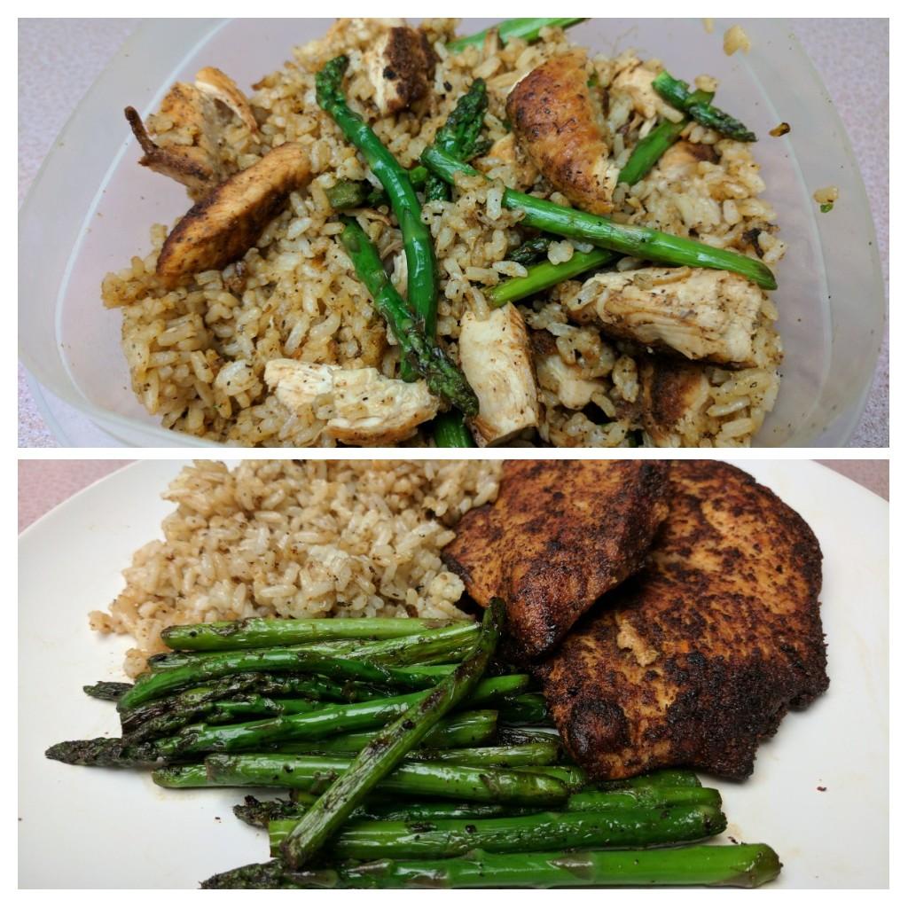 First attempt at Meal Prepping Cayenne Chicken, Pan roasted Asparagus
