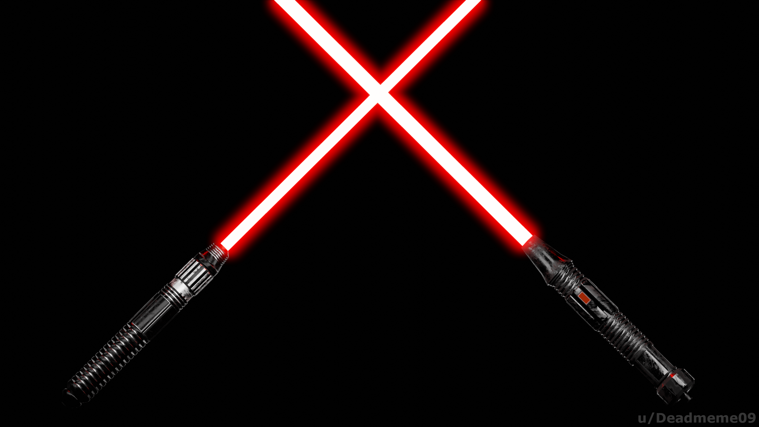 Two Sith lightsabers I made in Blender r/StarWars
