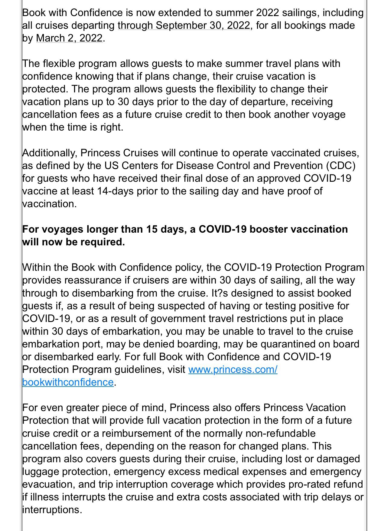 Princess extends Cruise with Confidence r/Cruise