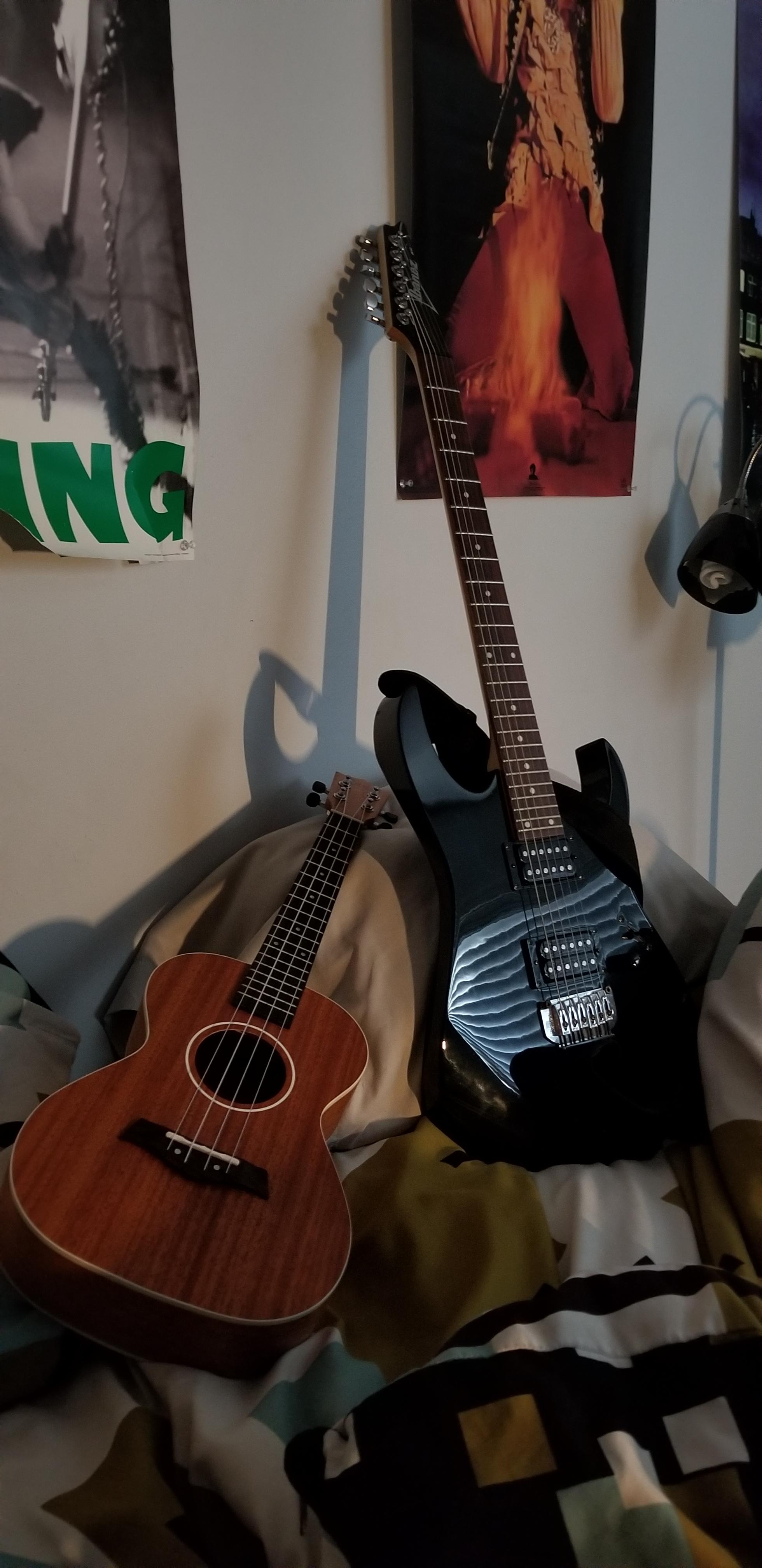 The new additions to my collection, a Kauai Uke I recieved as a gift