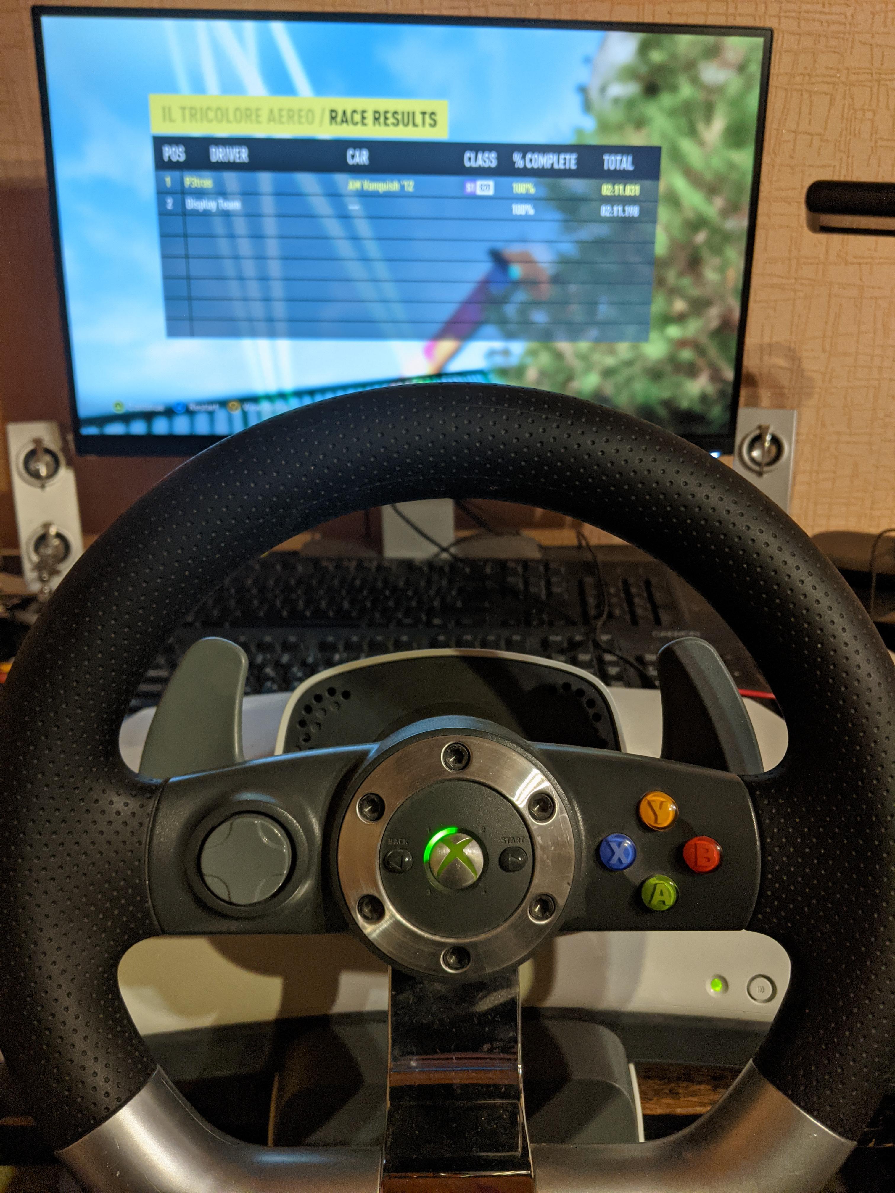 Got myself a force feedback steering wheel. Better than expected, forza