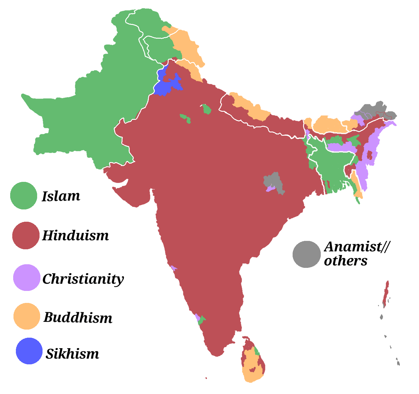 South Asia Religion Map
