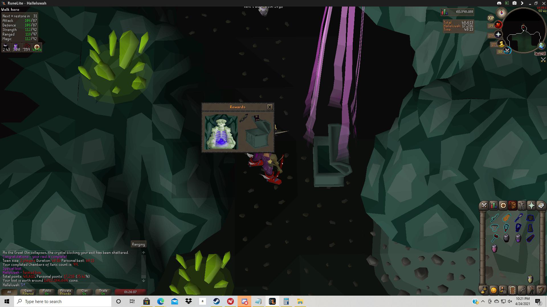 99kc tbow. First purple in my name!! r/osrs