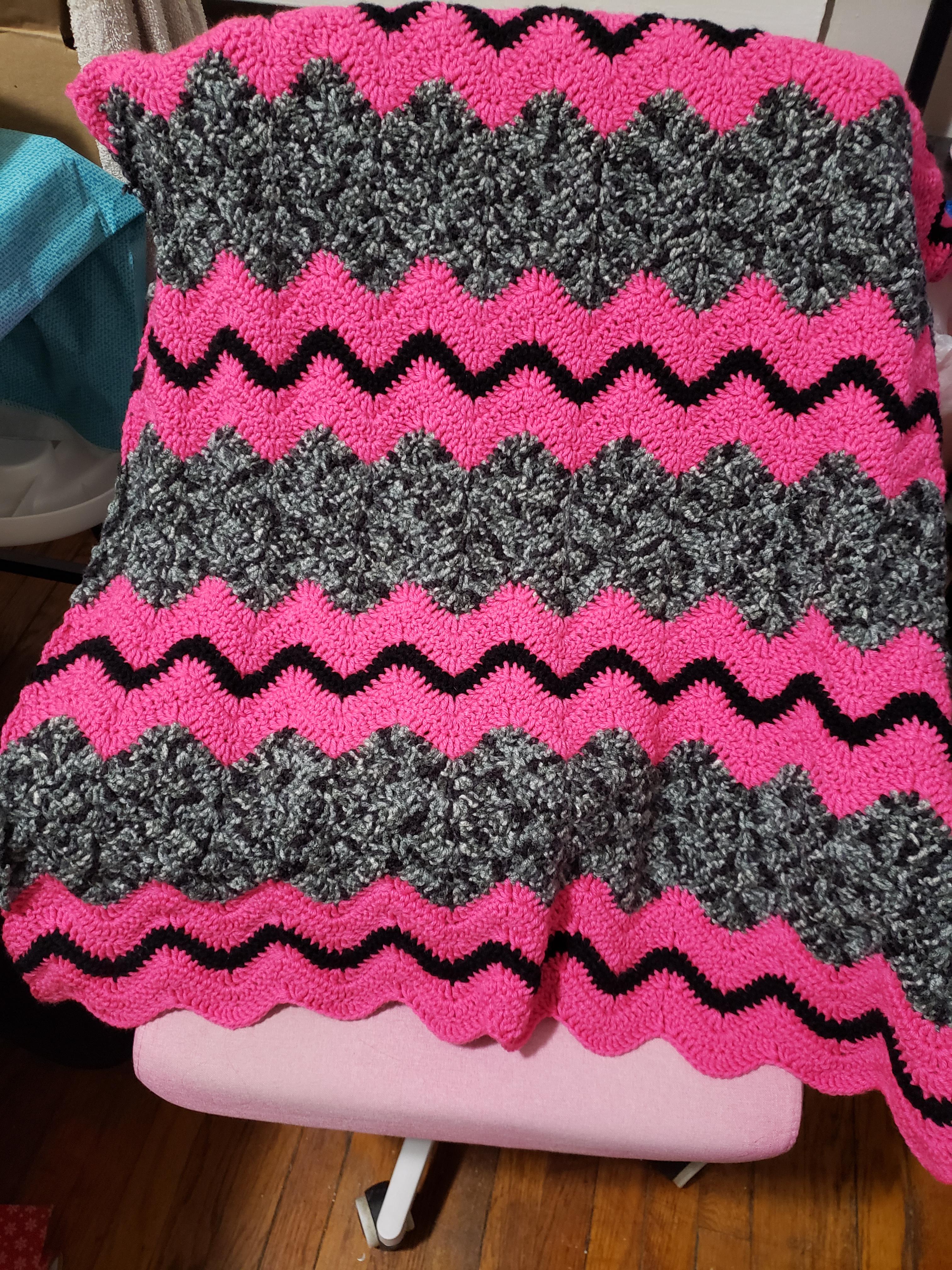 Lap blanket I made my bestie! It measures around 30x44 using a chevron