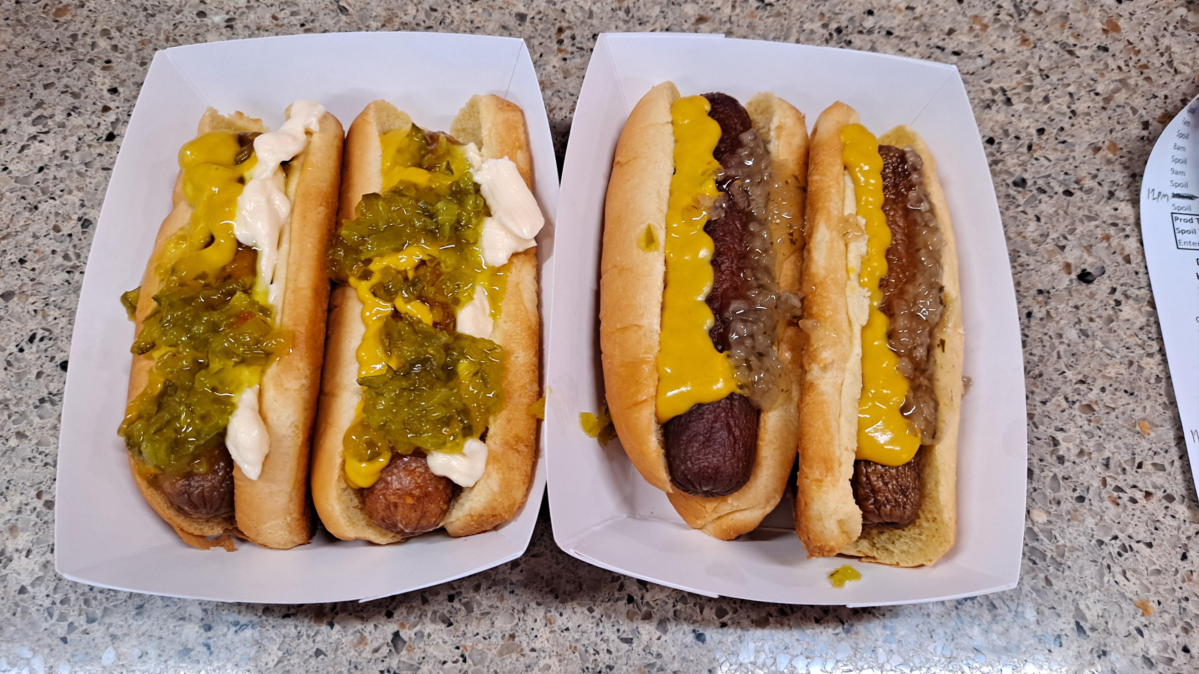 Expired gas station hot dogs with condiment packets. I prefer dill