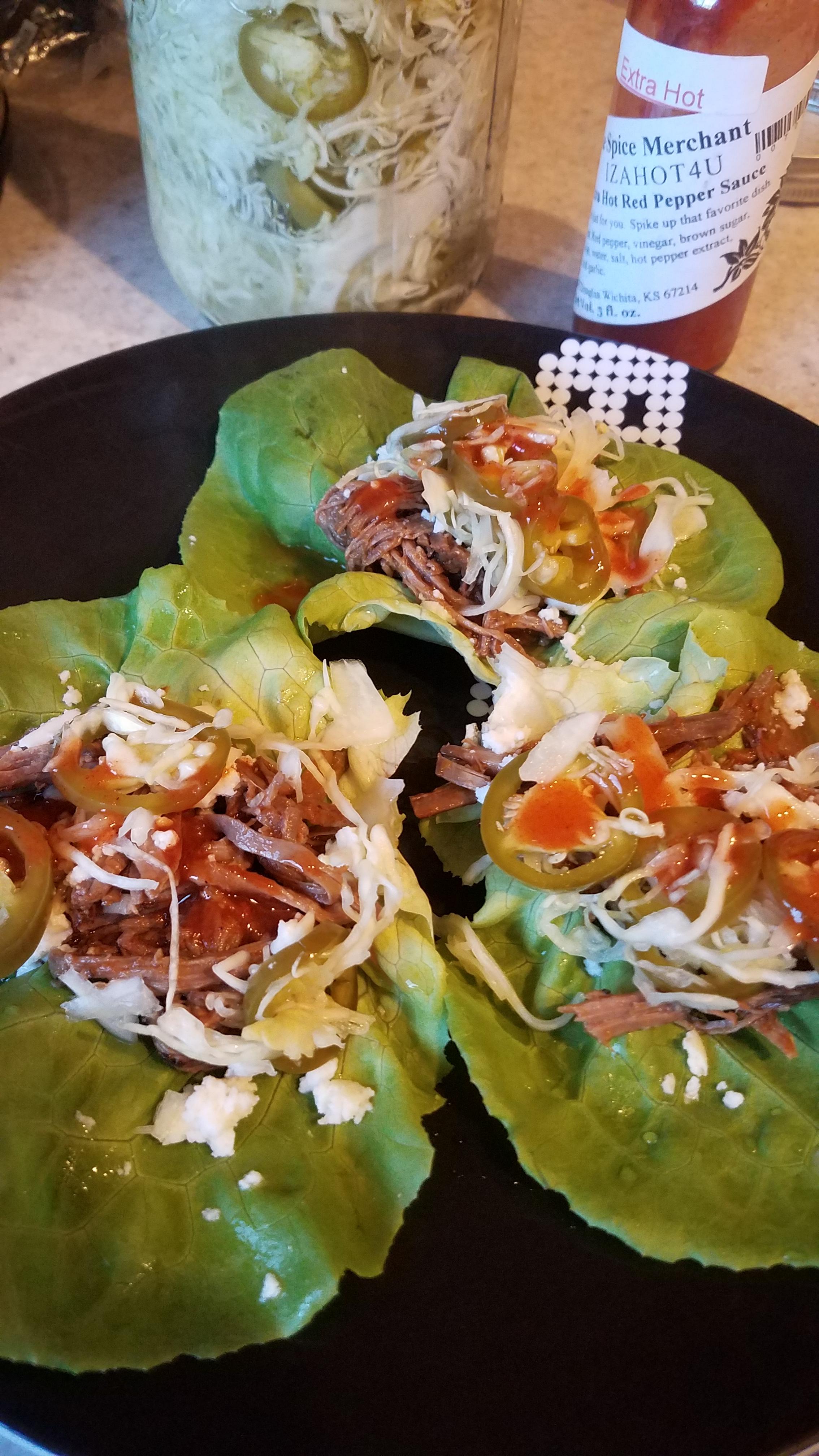 [Homemade] Slow cooked beef tacos with home made jalapeno slaw and