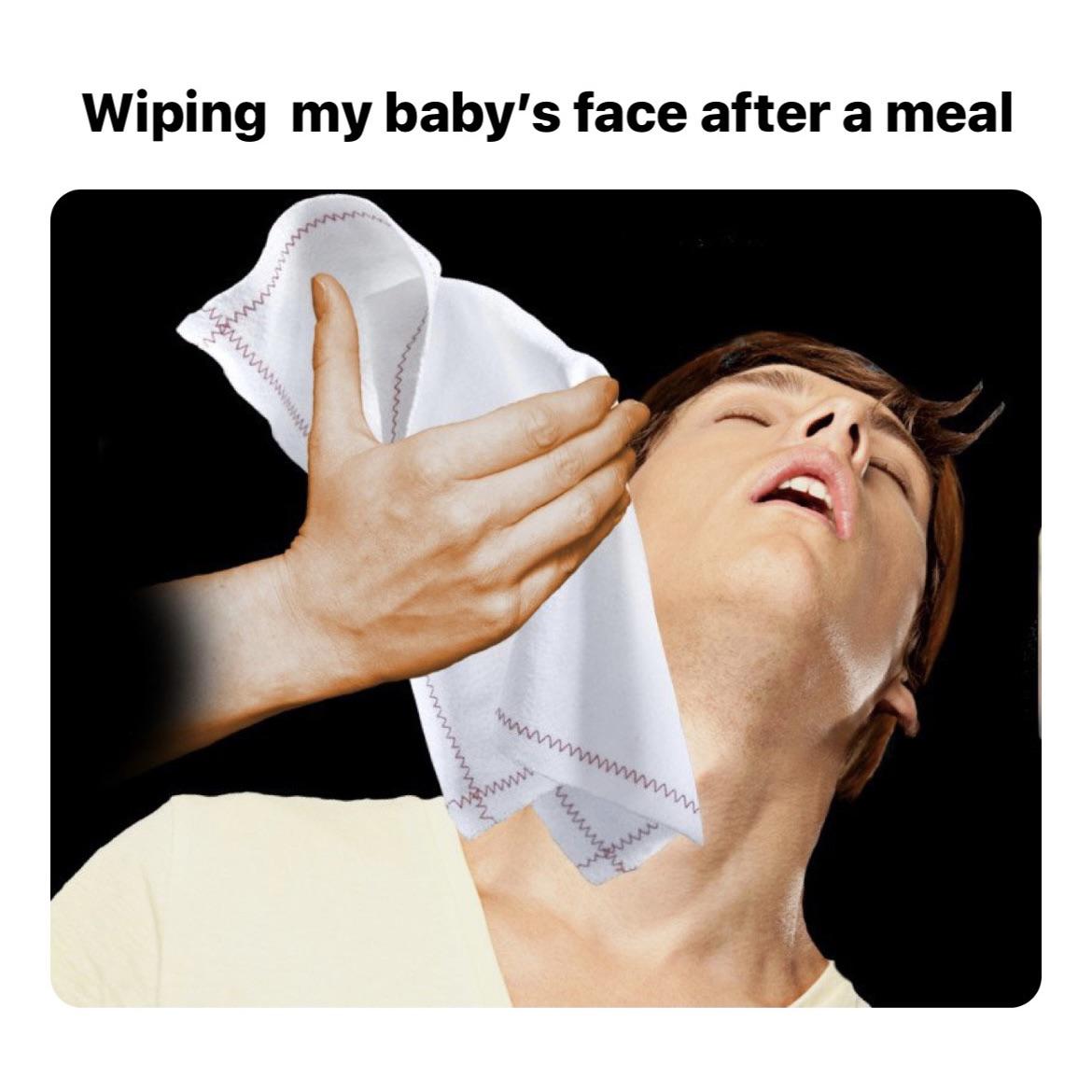Wiping my baby’s face after a meal r/Mommit