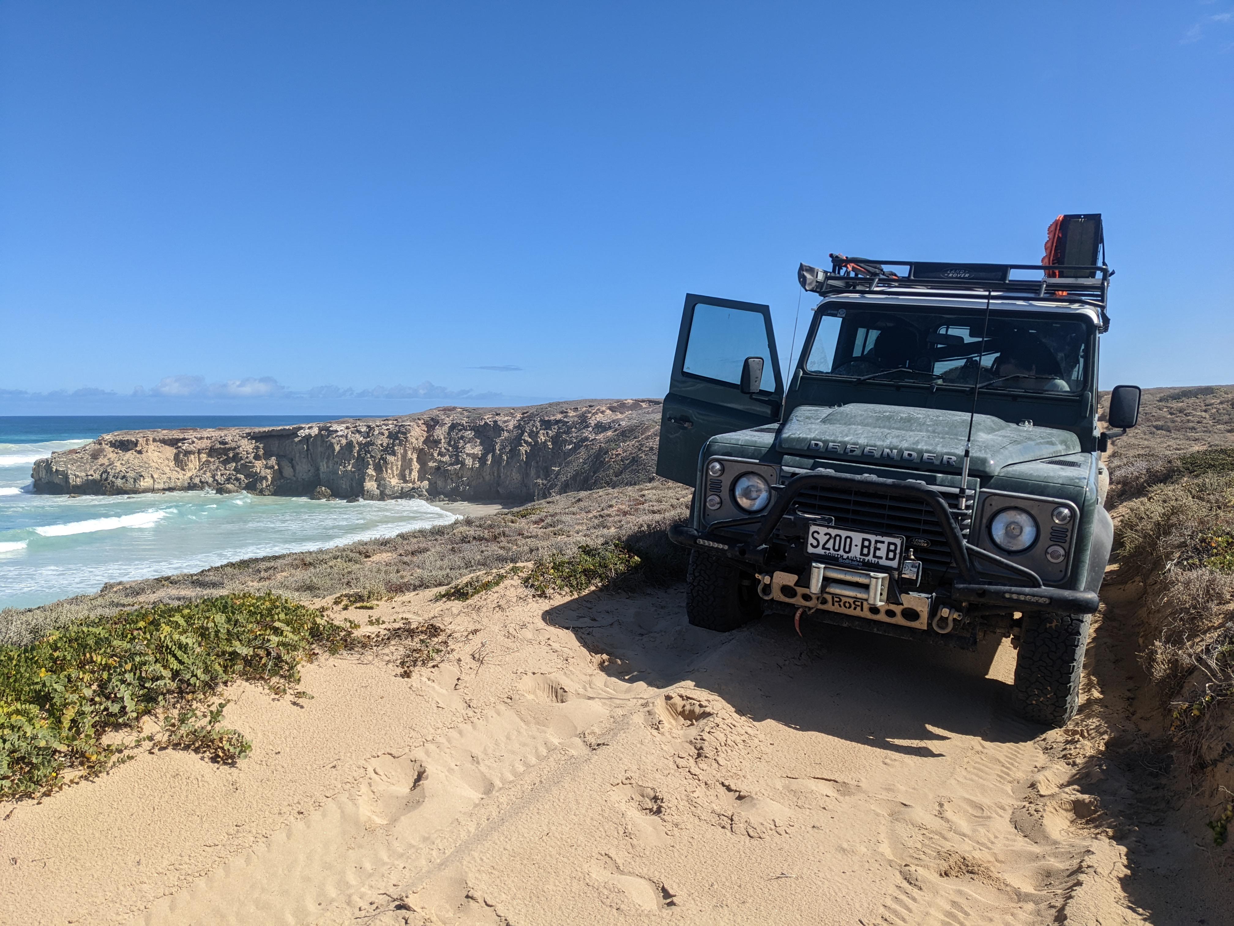 My 90 at Dog Fence Beach LandroverDefender