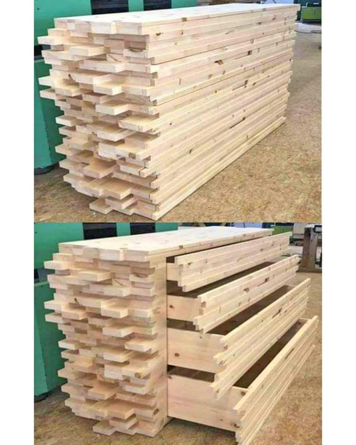 A dresser made to look like a loose pile of lumber. r/HomeDepot